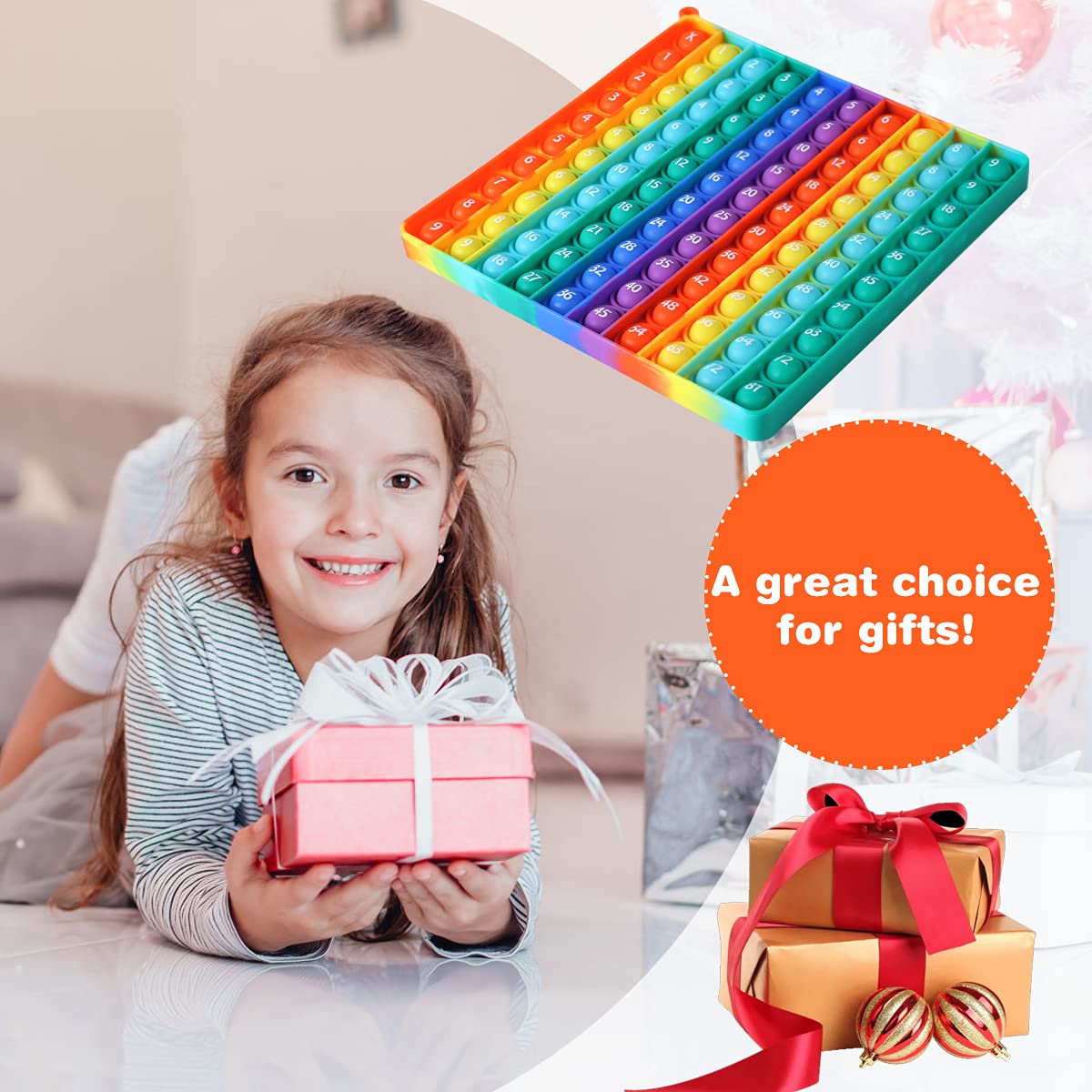 **Kingmall Rainbow Square Fidget Toy - 9x9 Multiplication Games, 100 Bubbles Stress Relief Pop for Kids & Teachers - Includes 1-9 Times Tables - Perfect for Math Learning & Classroom Activities**