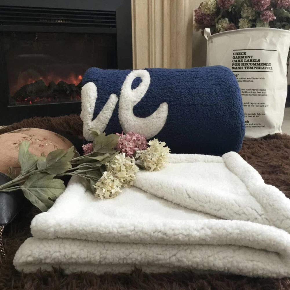 Premium Double Layer Faux Lamb Cashmere Blanket - Ultra Soft & Warm Throw for Sofa, Bed, Office - 200x230cm Cozy Nap Blanket - Perfect for Lounging, Travel & Gifts (Blue)