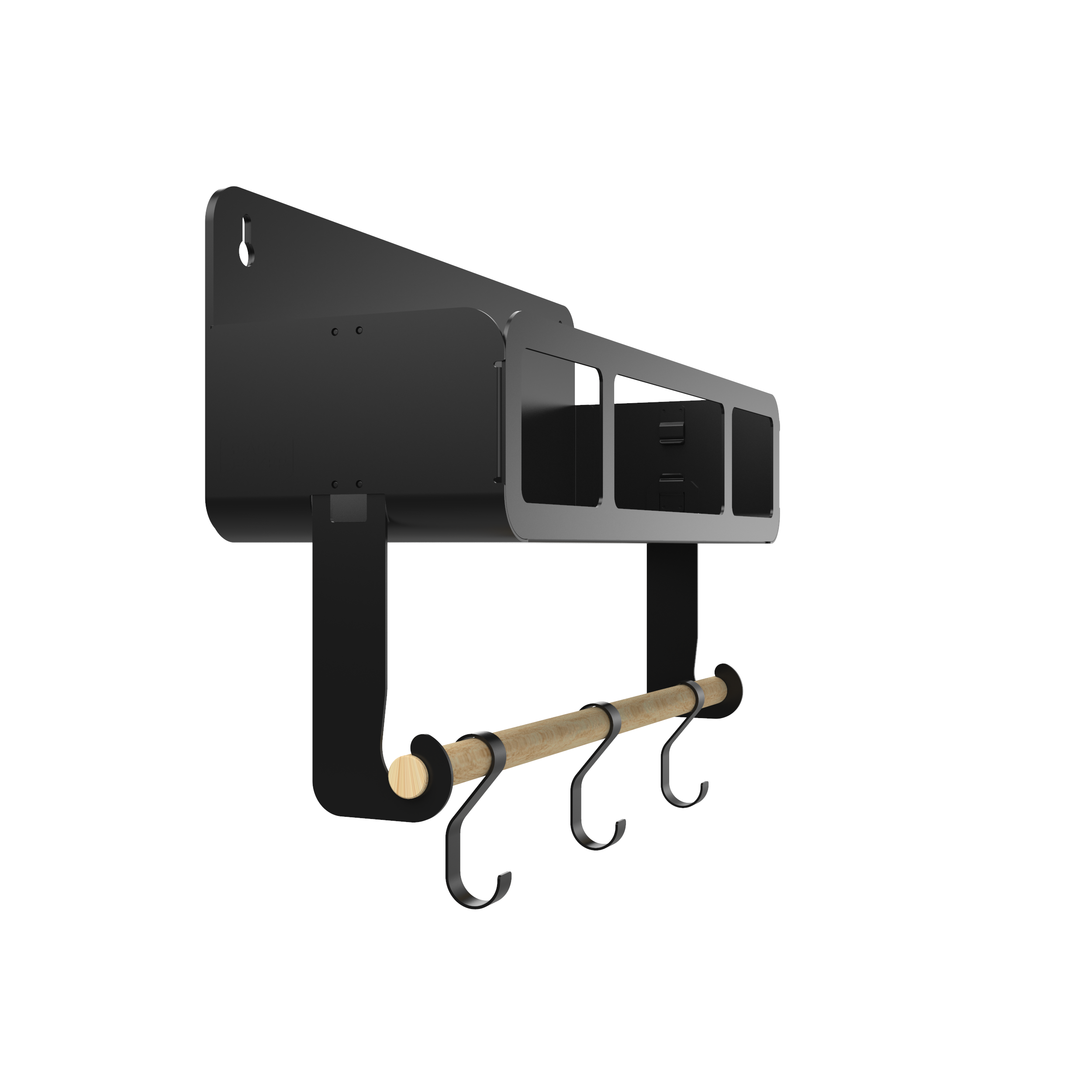 Black Hanging & Magnetic Rack System Shelf with Brackets - Space-Saving Storage for Kitchen, Bathroom, Garage & Office Organization