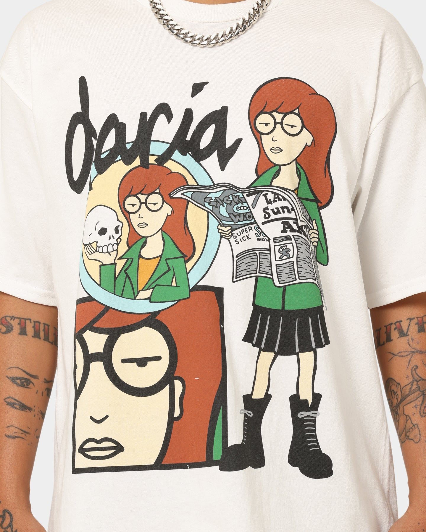 Premium Vintage T-Shirt by American Thrift & Daria Daria - Soft Cotton White Tee for Women | Casual Wear, Retro Style, Everyday Outfits