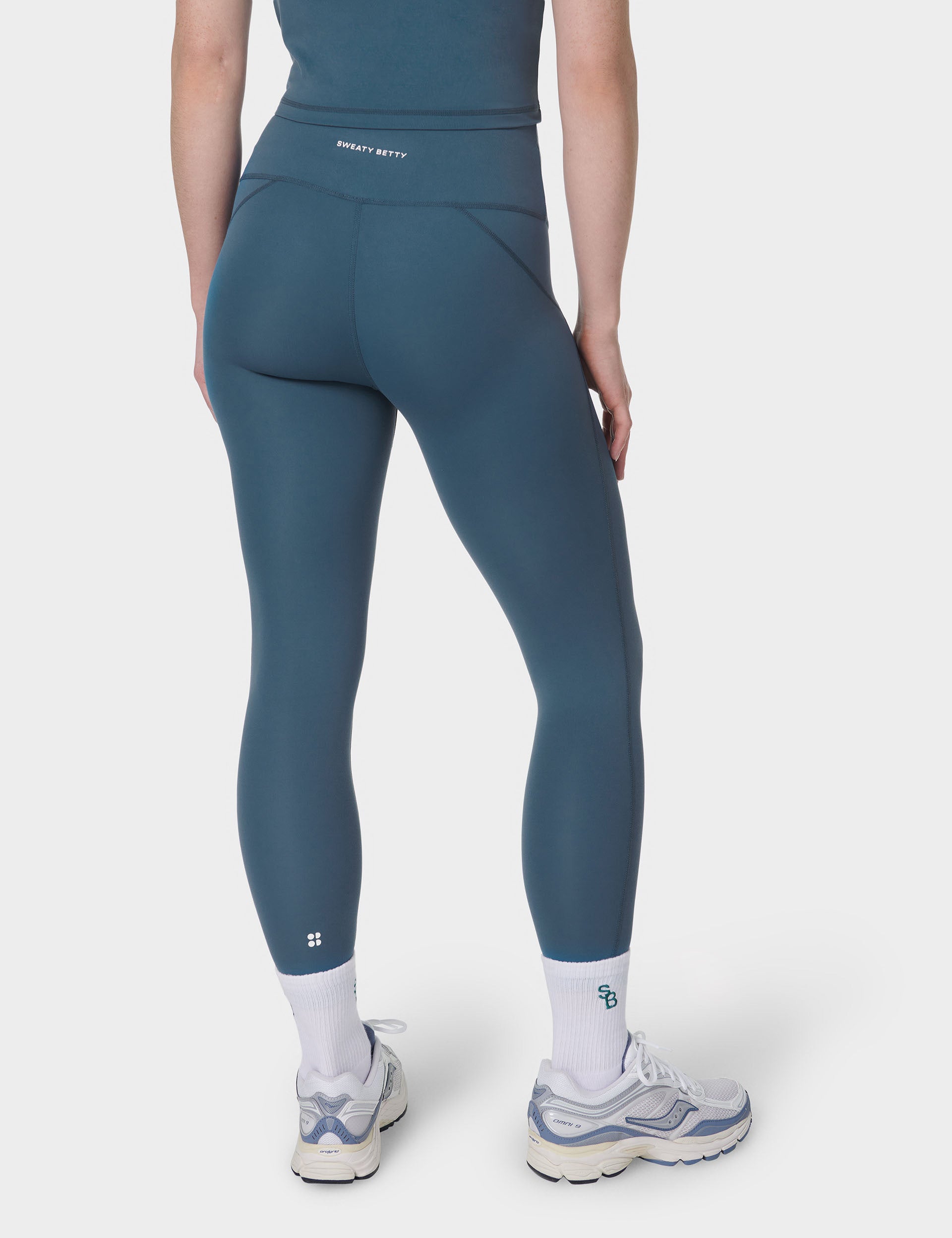 High Waist 7/8 Yoga Leggings for Women - Breathable Workout Pants in Subdued Blue | Perfect for Yoga, Gym, Running & Everyday Wear