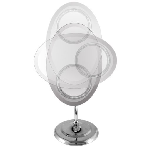Rucci Ellipse LED Lighted Suction Mirror - Fog-Free Shaving & Makeup Mirror with 10X Magnification for Bathroom Vanity & Travel
