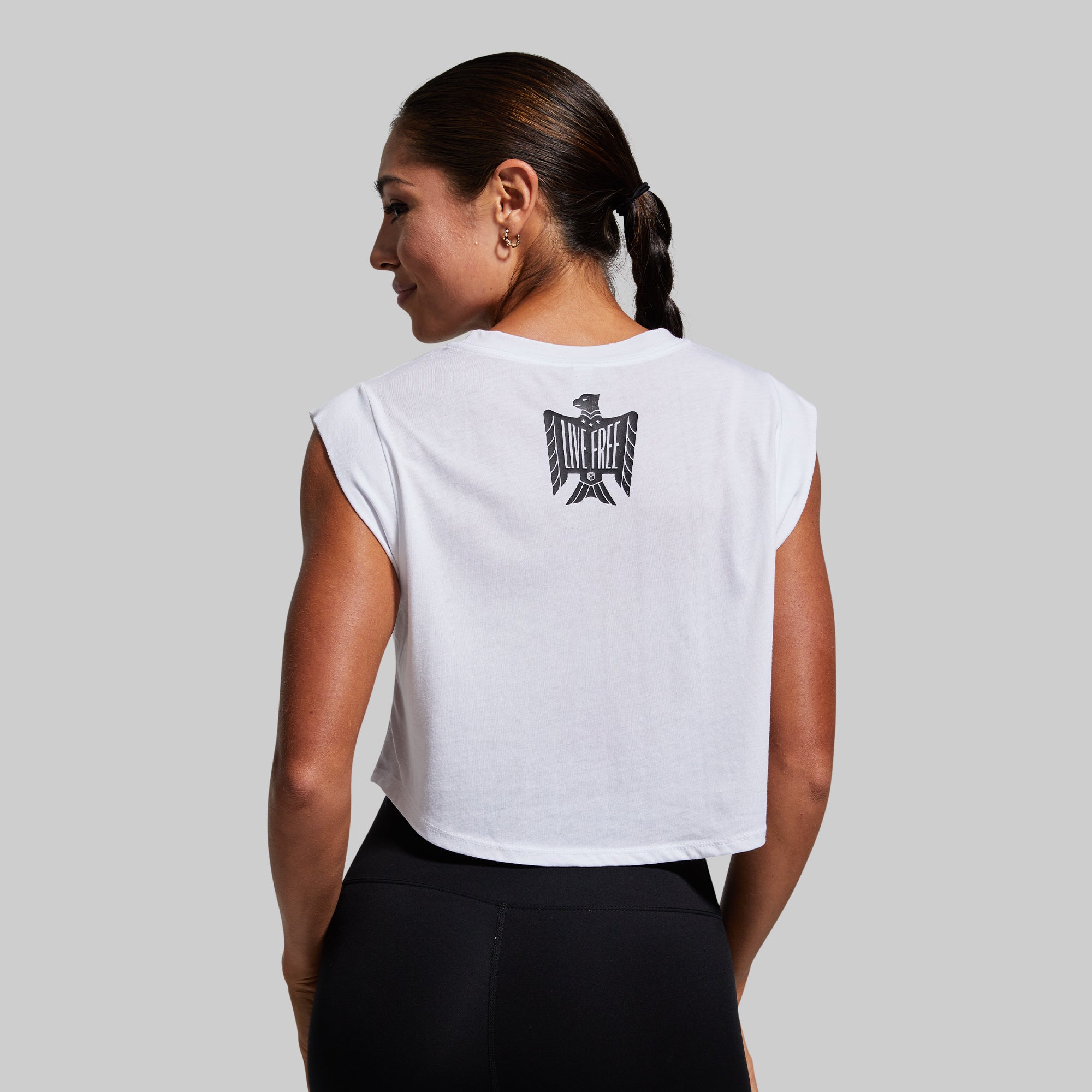 Live Free Festival Crop Top - White | Women's Stylish & Comfortable Summer T-Shirt for Music Festivals, Beach Outings & Casual Wear