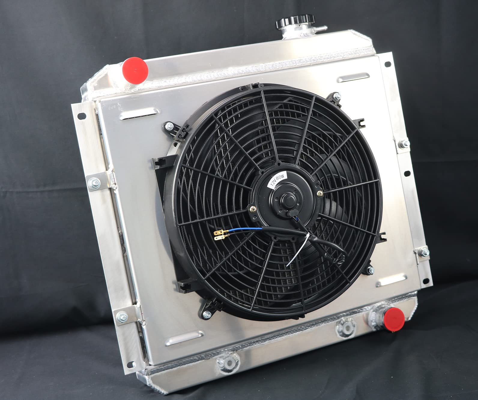 CU180 Aluminum Radiator Compatible with 1960-1984 Toyota Land Cruiser FJ40 FJ60 3.9L 4.2L L6 Engine - 3 Row Heavy Duty Cooling System with Fan Shroud & Relay Kit - Perfect for Off-Roading, Overlanding & Extreme Weather Conditions