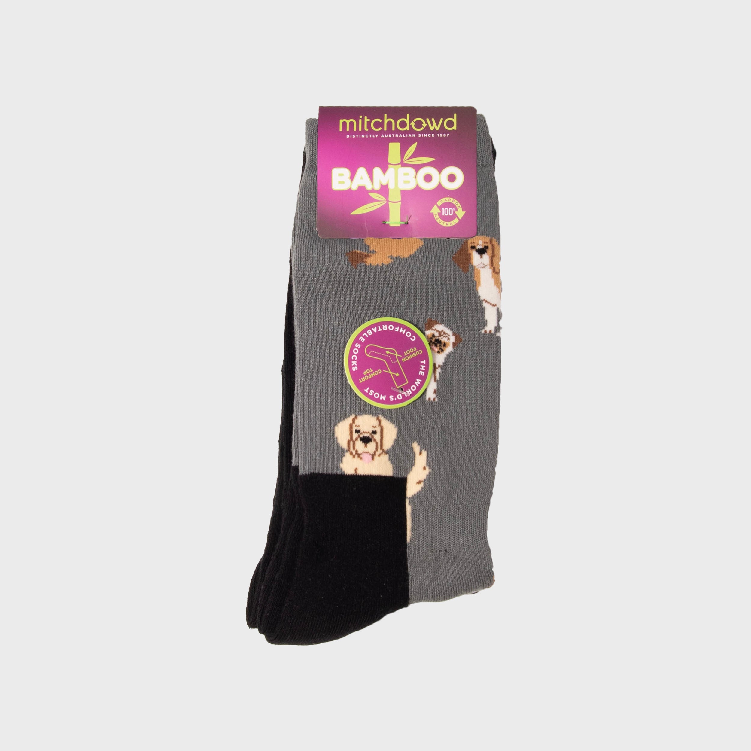 Men's Bamboo Comfort Crew Socks for Dogs - Breathable Grey Marle | Perfect for Walking, Running & Outdoor Activities