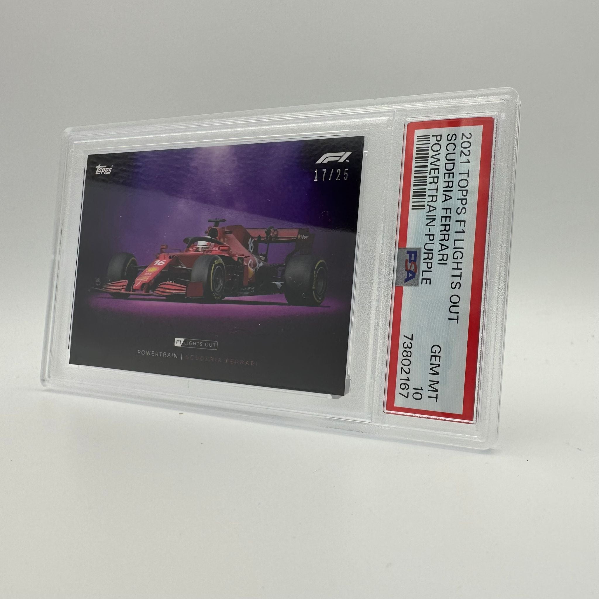 PSA 10 Graded 2017 Ferrari Powertrain Purple Parallel #17/25 - Rare Trading Card for Collectors & Sports Memorabilia Enthusiasts