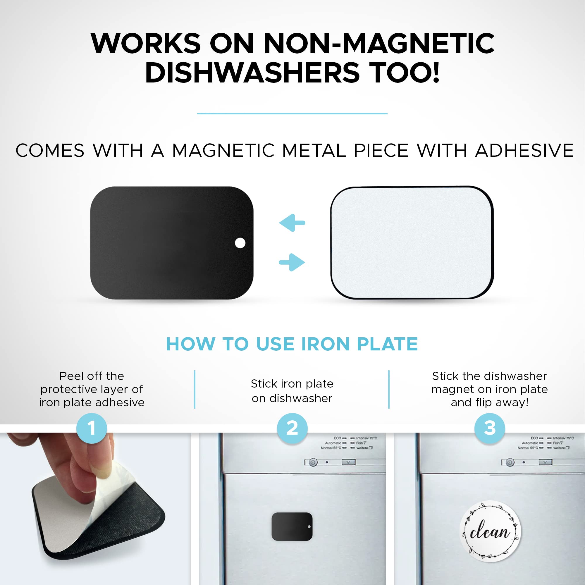 Dishwasher Magnet Clean Dirty Sign for Stainless Steel & Non-Magnetic Dishwashers - 3.15