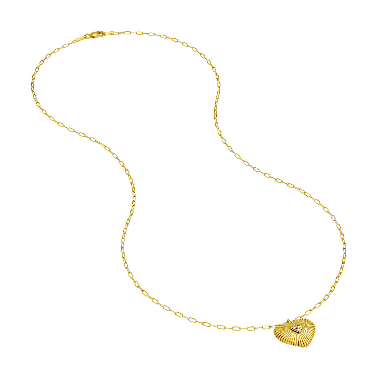 14K Yellow Gold Diamond Heart Pendant Necklace for Women - Elegant Valentine's Day Gift, Anniversary Jewelry & Romantic Occasion Present