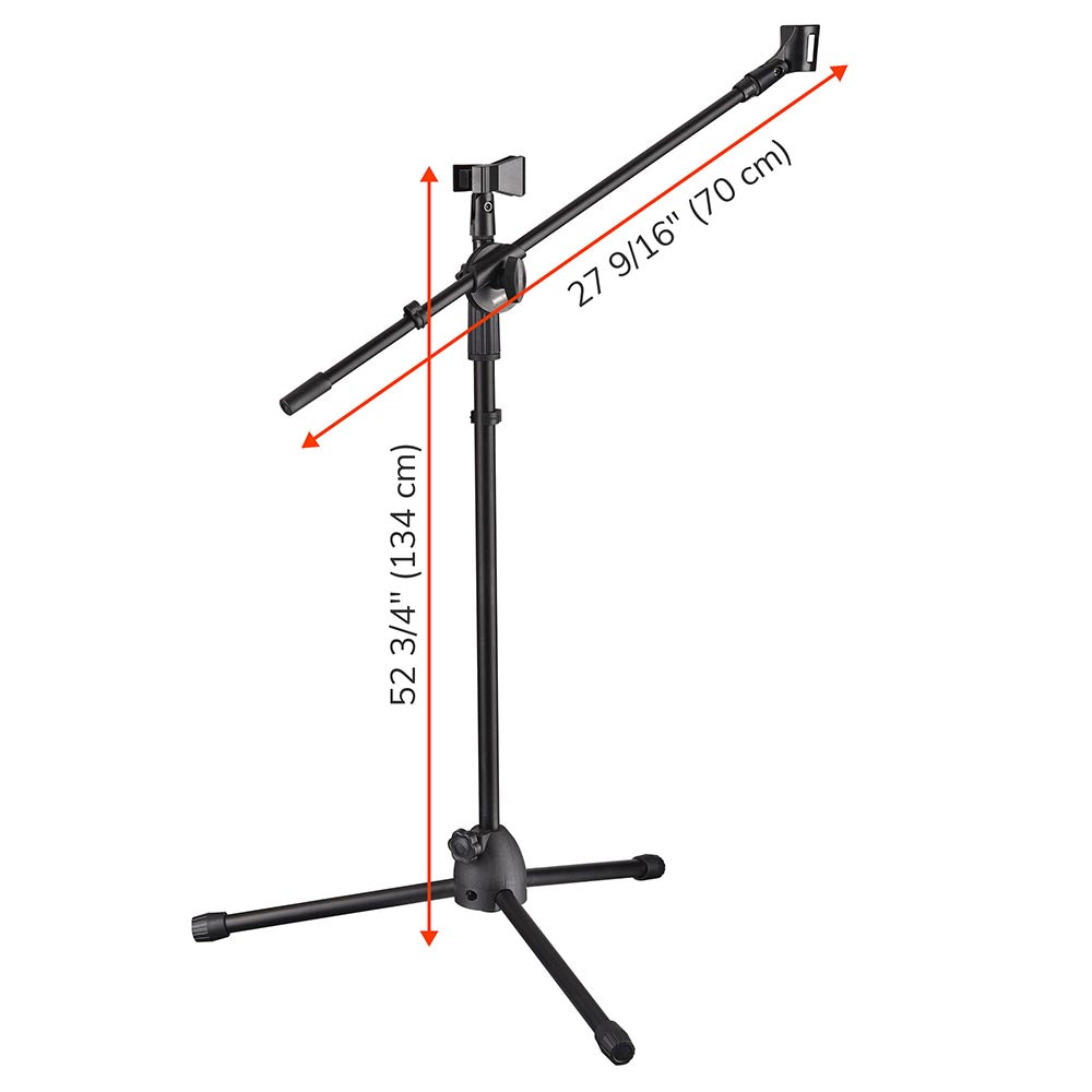 TheLAShop Adjustable Microphone Stand Boom Arm - Dual Mic Mount & Phone Holder (2.8' to 5.11' Height) - Perfect for Podcasting, Streaming, and Home Studio Recording