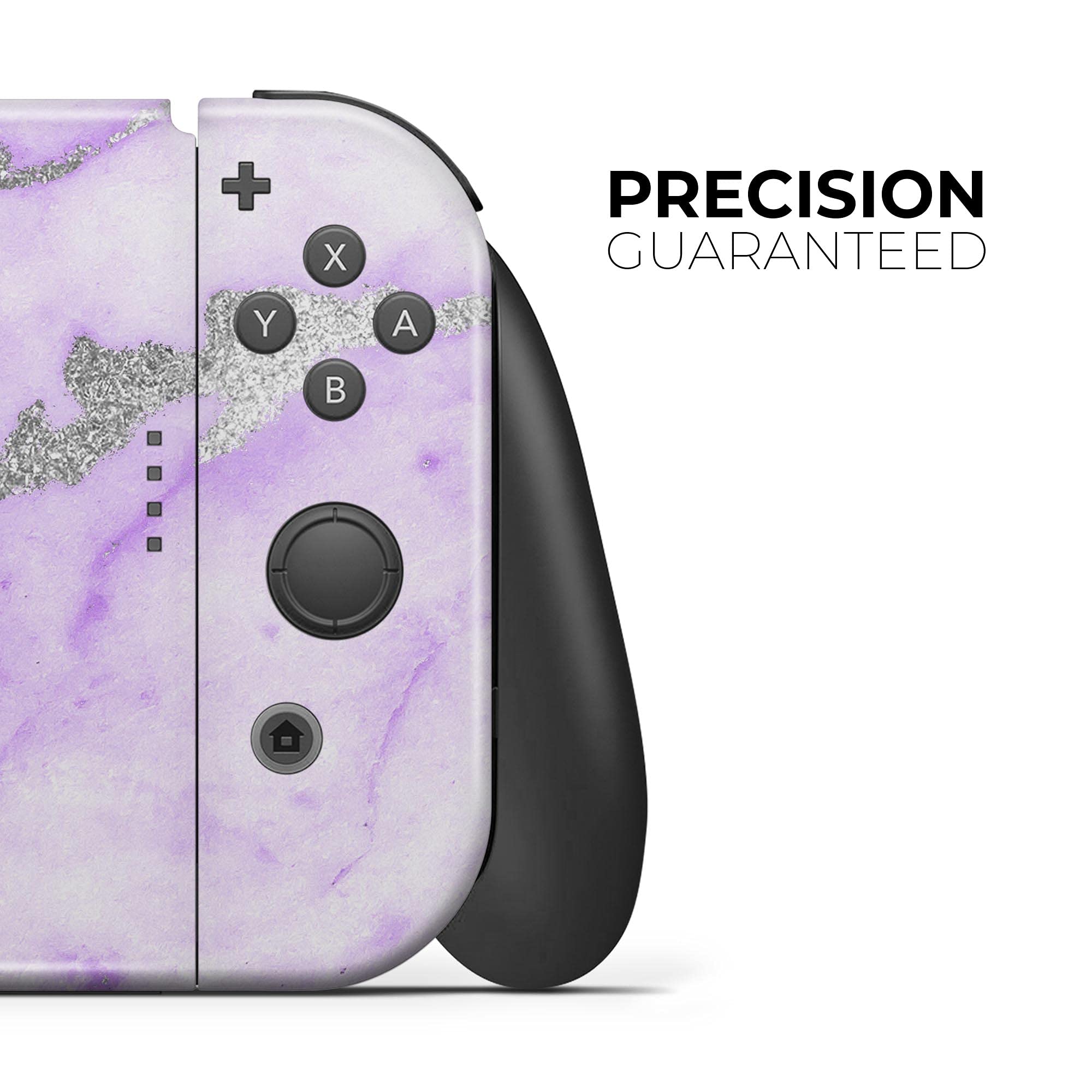 Nintendo Switch Lite Skin Decal - Scratch-Resistant Removable Vinyl Wrap Cover - Purple Marble & Digital Silver Foil V3 - Perfect for Gaming Protection & Customization