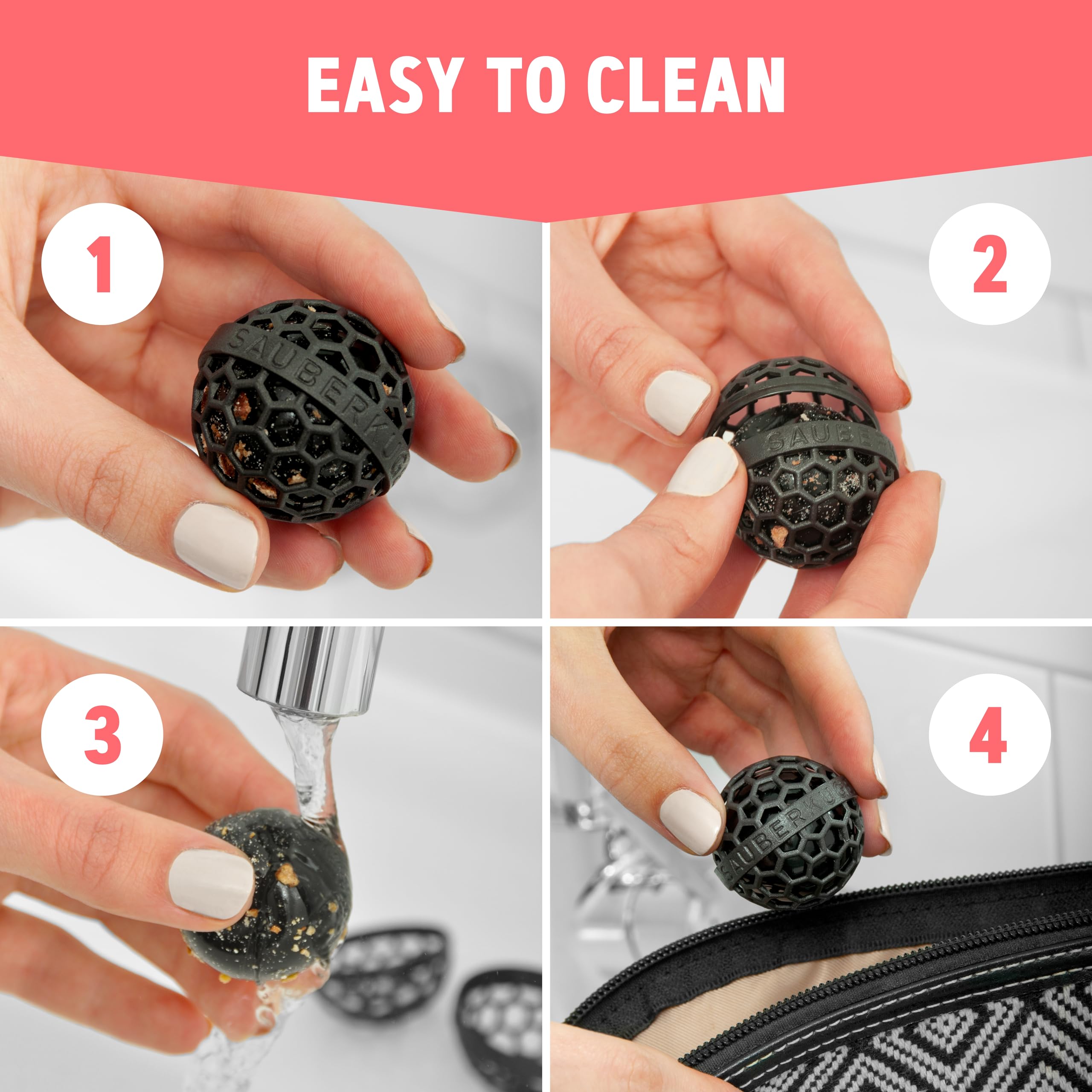 The Clean Ball - Smart Cleaning Solution for Purses, Bags, Backpacks & School Bags (Black) | Perfect for Home, Office & Travel Organization