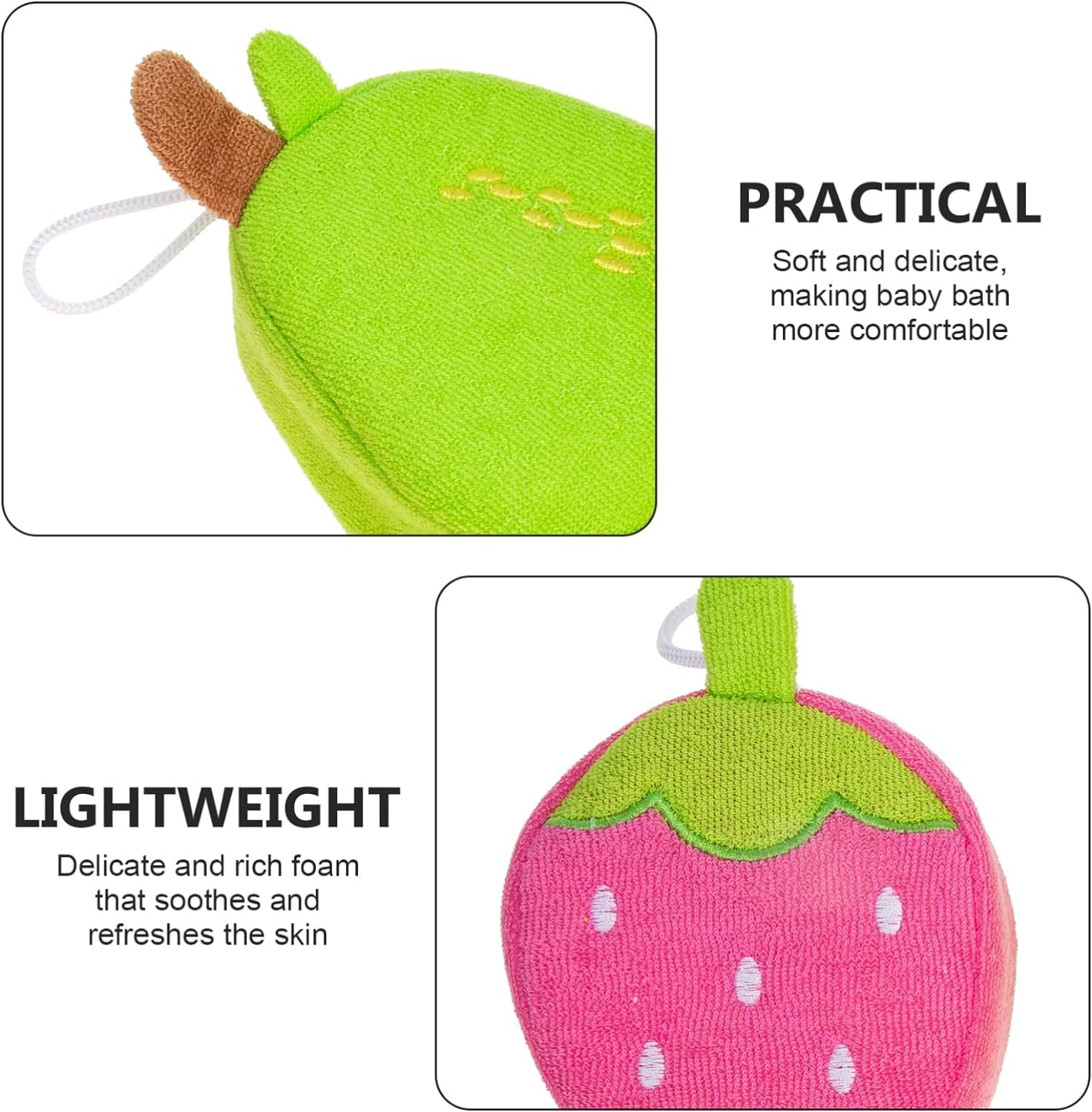 Baby Station Baby Fresh & Fruity Multicolored Bath Sponge Set - 2 Pack | Soft & Safe Wash Sponges for Newborns & Toddlers | Gentle Bath Time & Skin Care Essentials