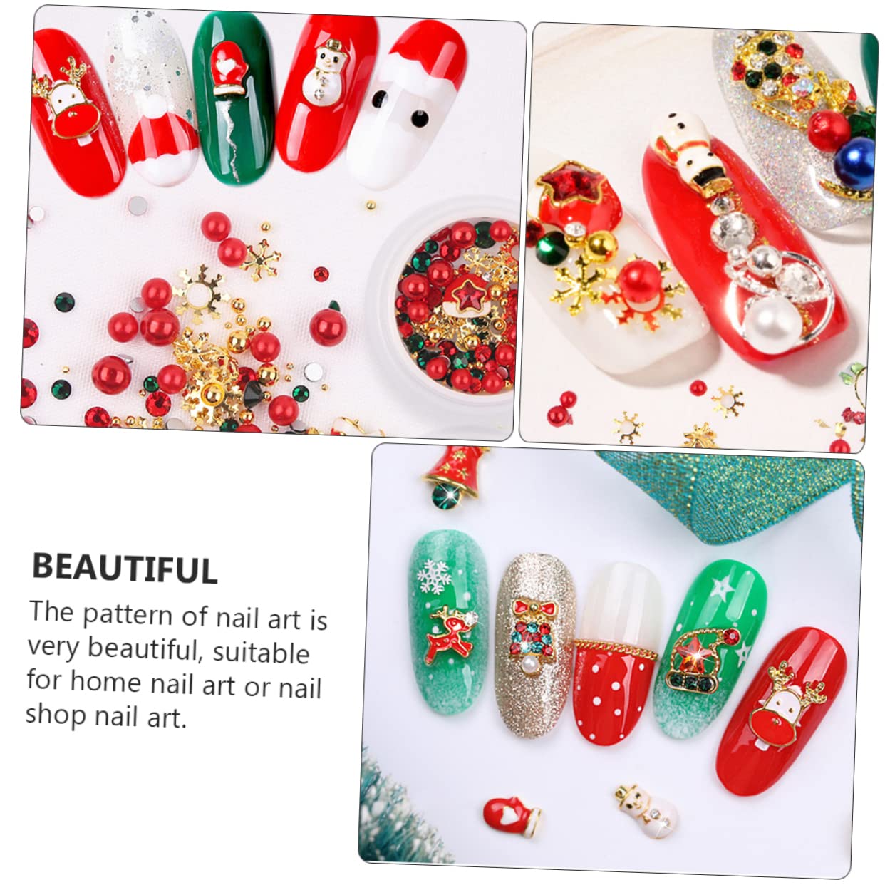 LALAFINA 6 Boxes Christmas Nail Art Decorations Kit - Festive Nail Stickers, Metal Trim Tips & Alloy Decals for Holiday Manicure | Perfect for Christmas Parties, Gift Giving & DIY Nail Art