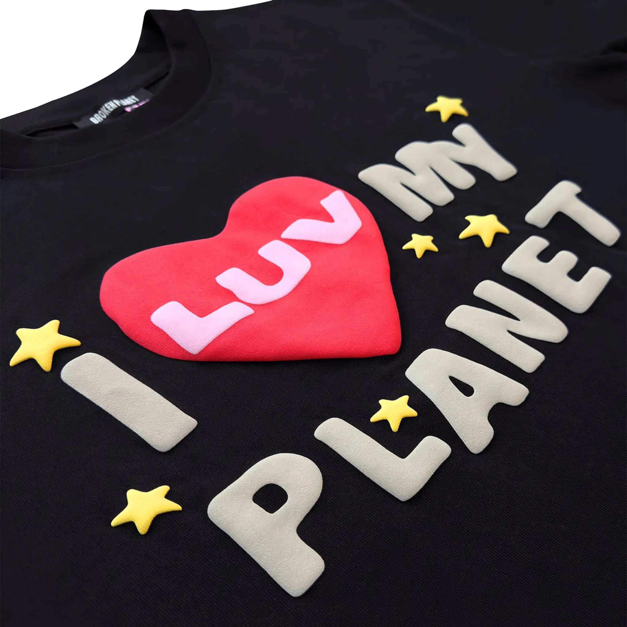 Broken Planet Luv My Planet Midnight Black T-Shirt - Eco-Friendly Cotton Tee for Men & Women - Perfect for Casual Wear, Street Style & Environmental Awareness