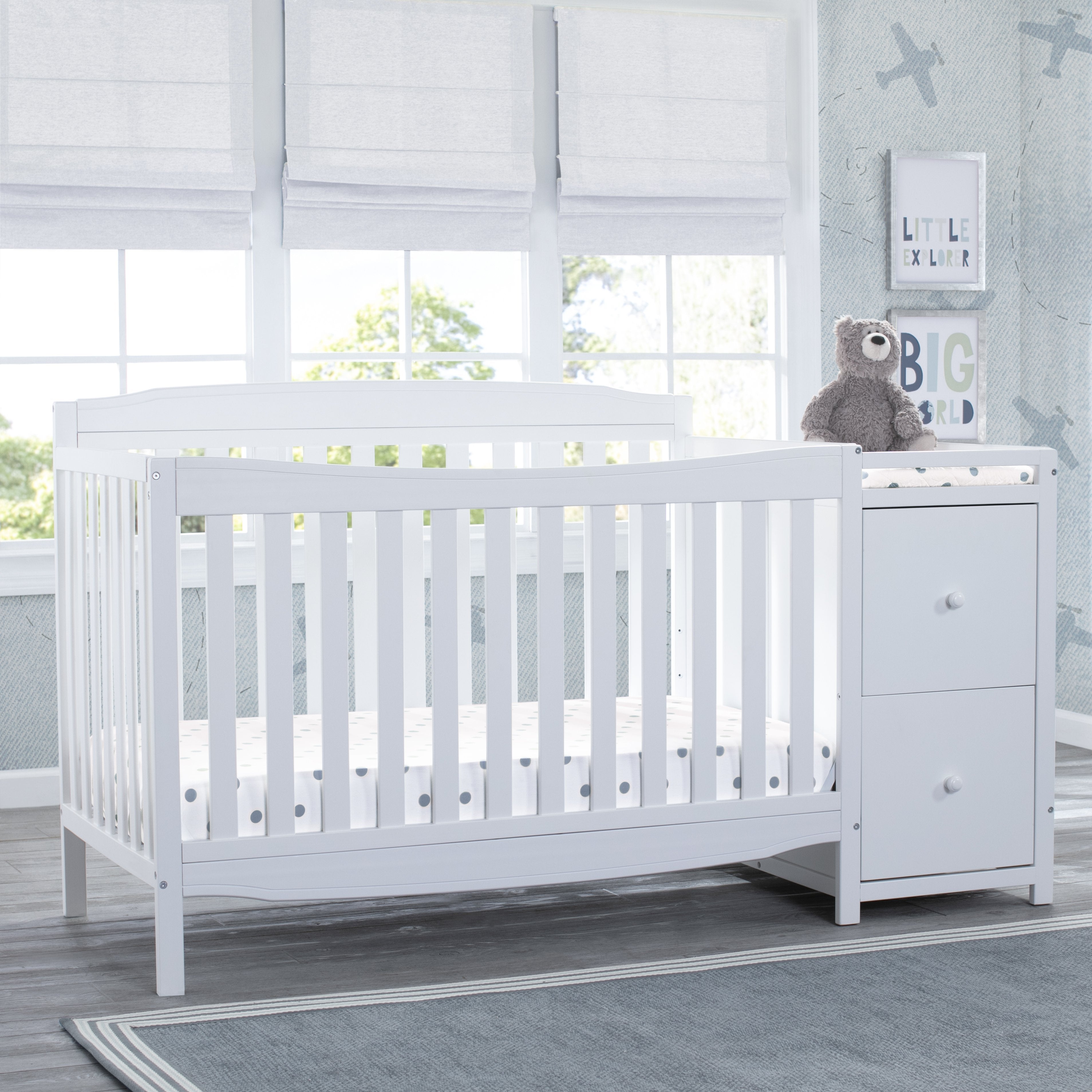 6-in-1 Convertible Mason Crib with Changer - Baby Nursery Essentials for Newborn to Toddler | Perfect for Small Spaces & Modern Nurseries