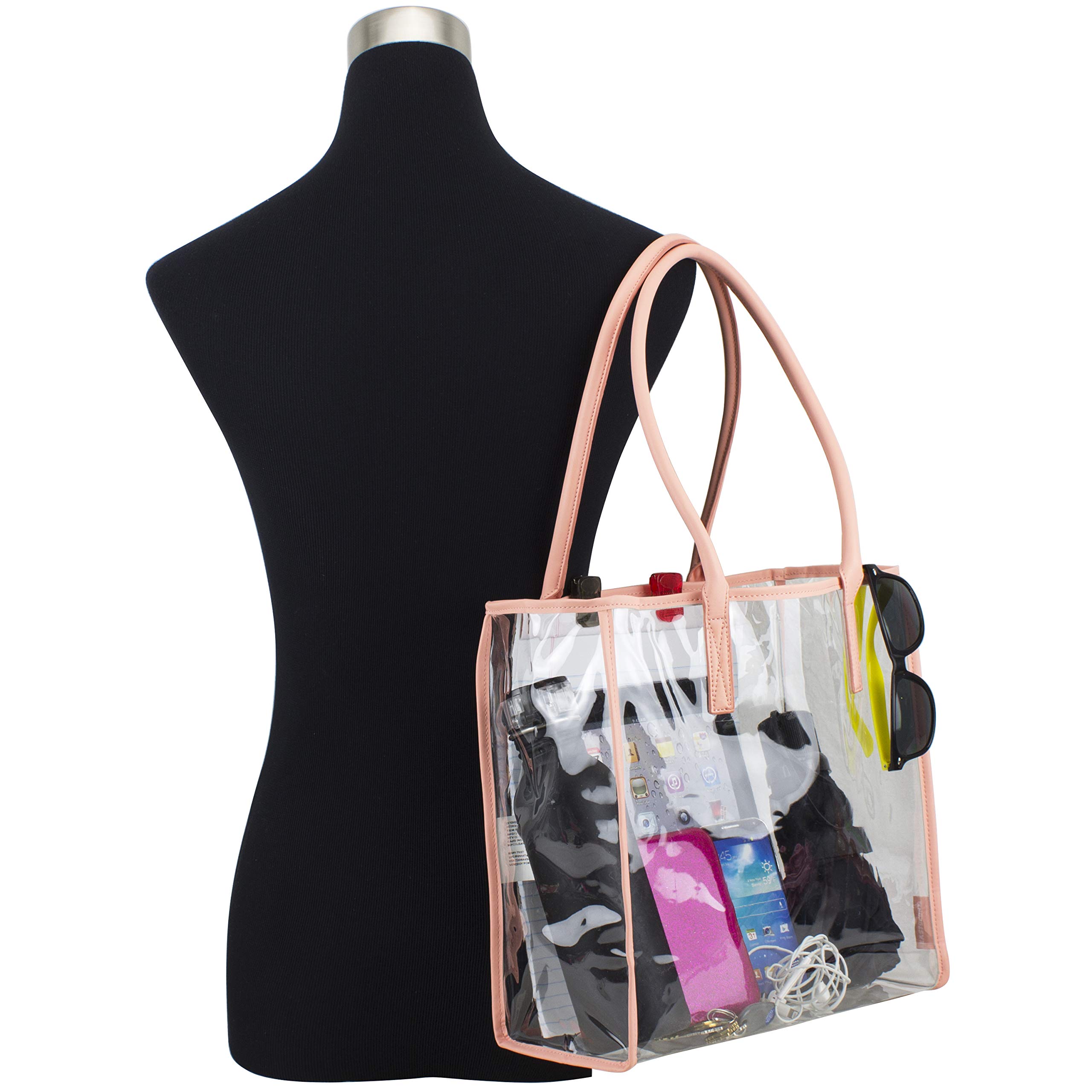 EastSport Clear PVC Transparent Handbag Bundle Set - Heavy Duty See-Through Daypack & Tote Bag for College, Workplace | Perfect for School, Travel, Concerts & Security Checkpoints