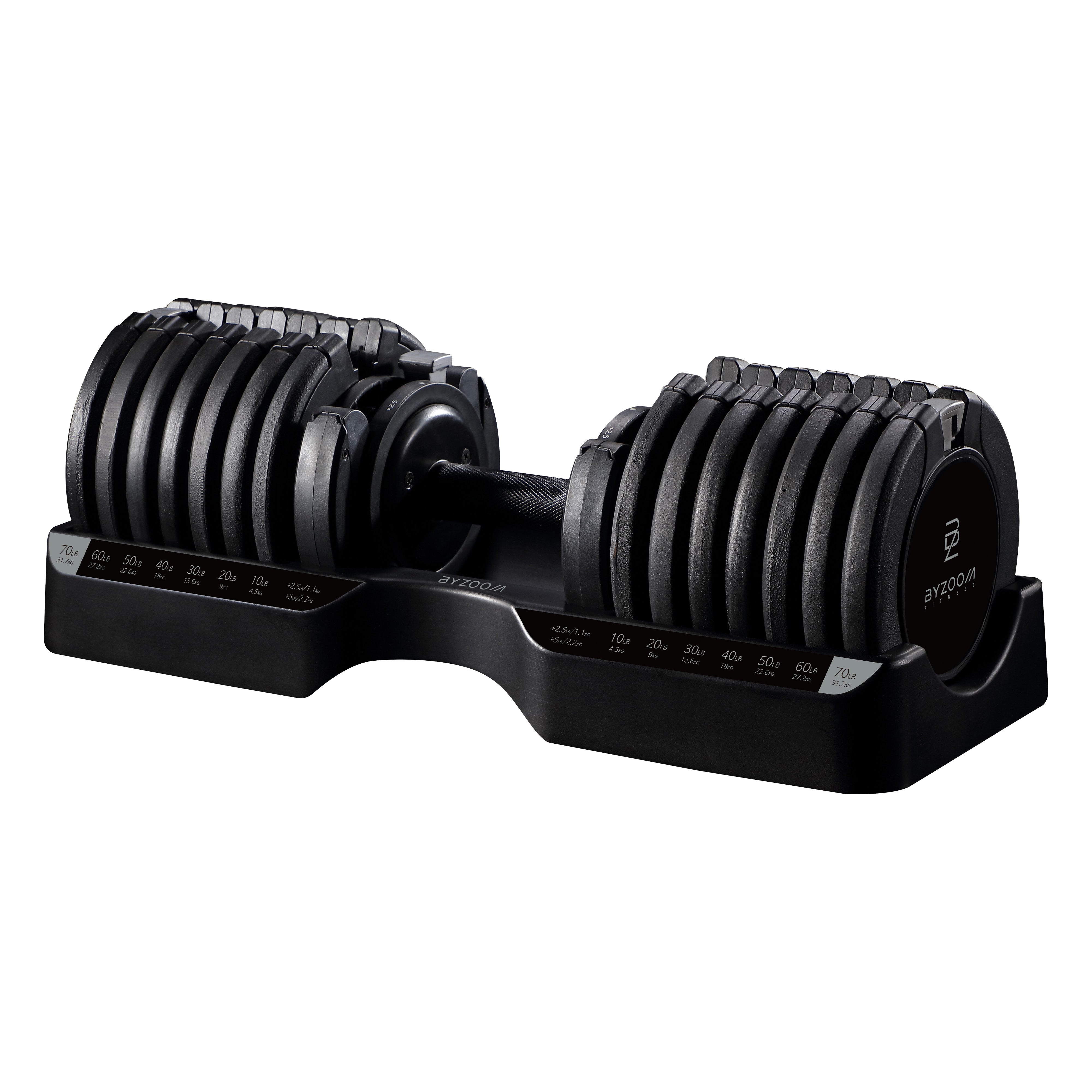 Byzoom Pure Series 75LB Adjustable Dumbbell (Single) - Perfect for Home Gym, Strength Training & Weightlifting Workouts