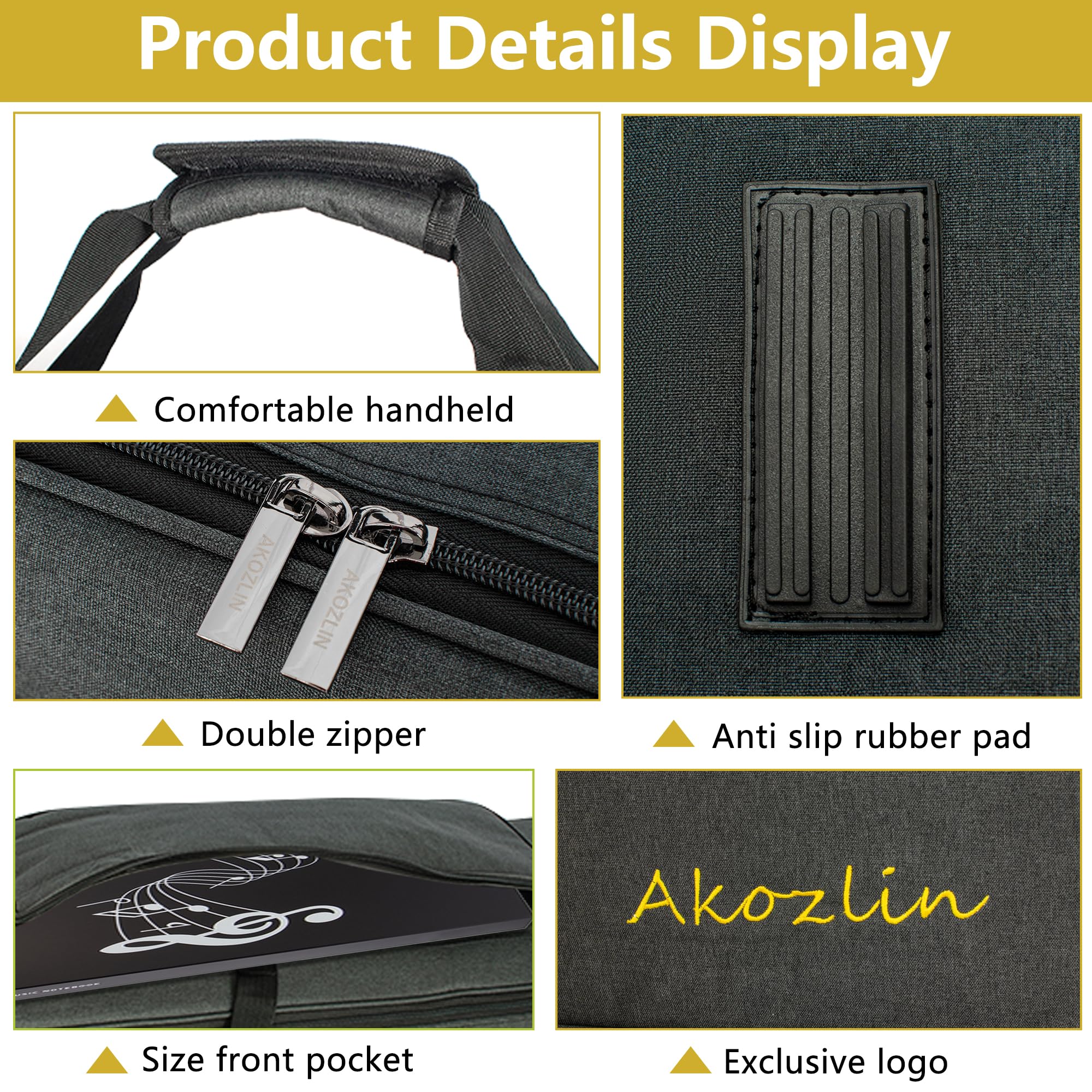 AKOZLIN 49-Key Padded Keyboard Gig Bag - Portable Electric Piano Case for 49/54-Key Keyboards (36.6