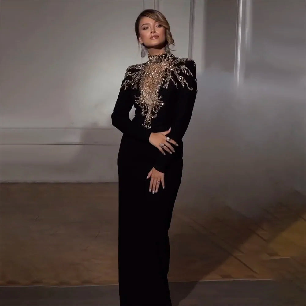 Luxury Dubai Satin Mermaid Beaded Arabic Evening Dress for Women - Elegant Wedding Party Gown 2025 (LA72354) | Perfect for Red Carpet Events, Galas & Formal Occasions