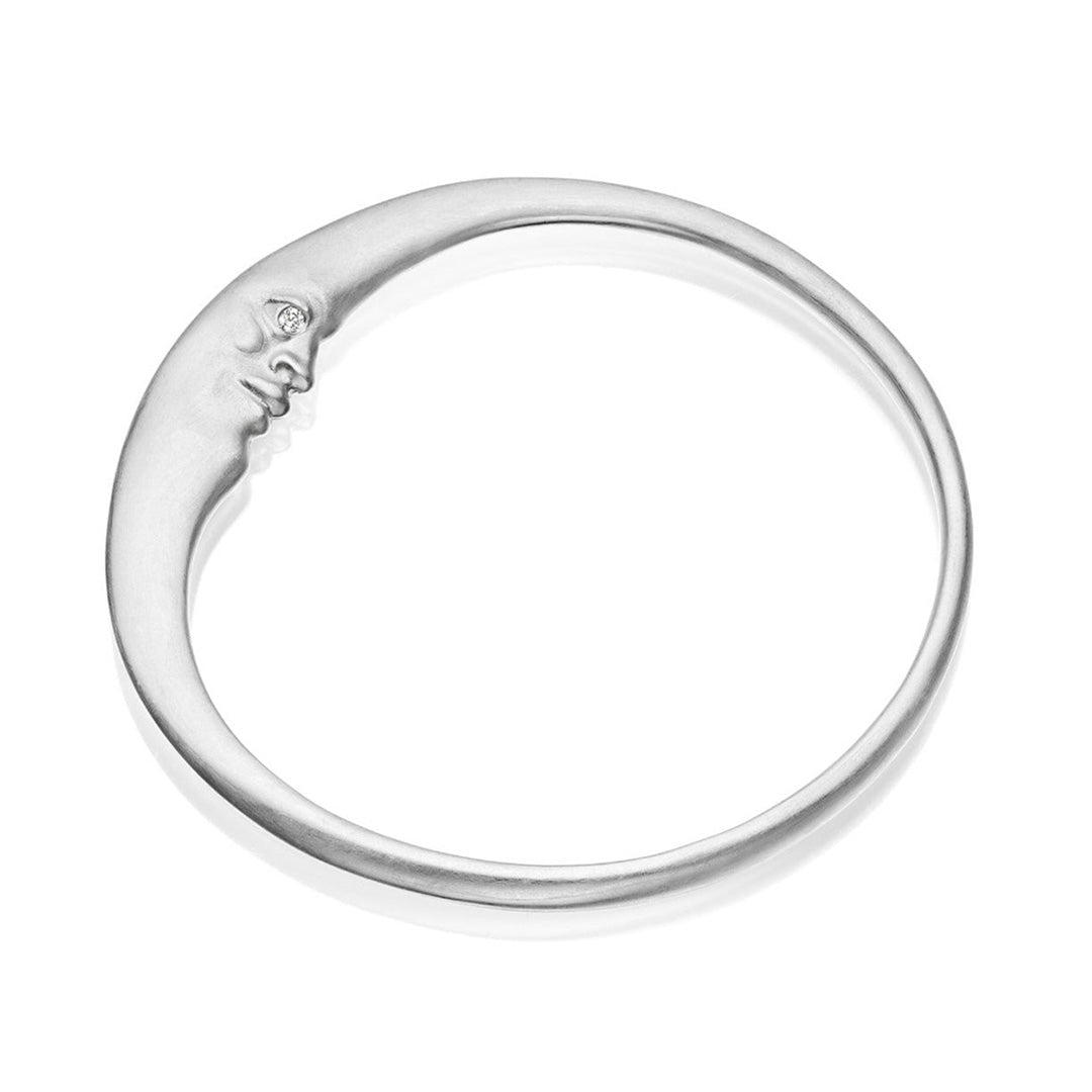 Elegant Silver Crescent Moon Bangle Bracelet for Women - Perfect for Boho Chic Outfits, Date Nights & Festival Fashion