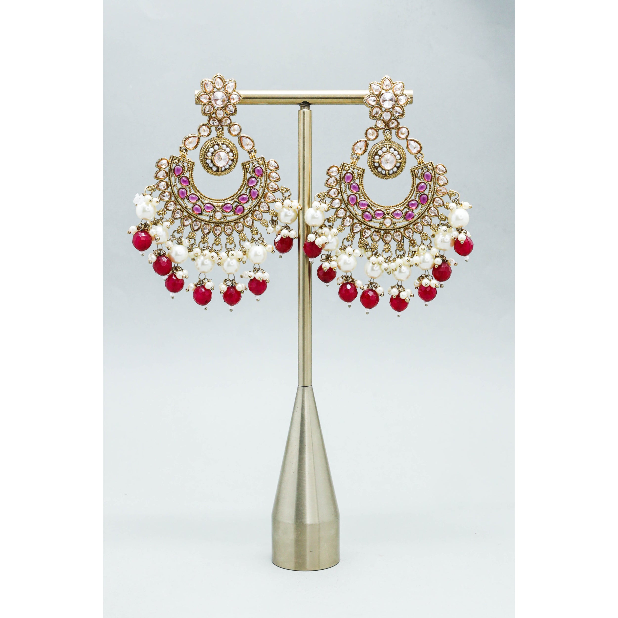 GAYATRI POLKI EARRINGS - Handmade Indian Jewelry, Traditional Kundan Earrings for Women, Wedding & Party Accessories | Perfect for Bridal, Festive Occasions and Ethnic Fashion