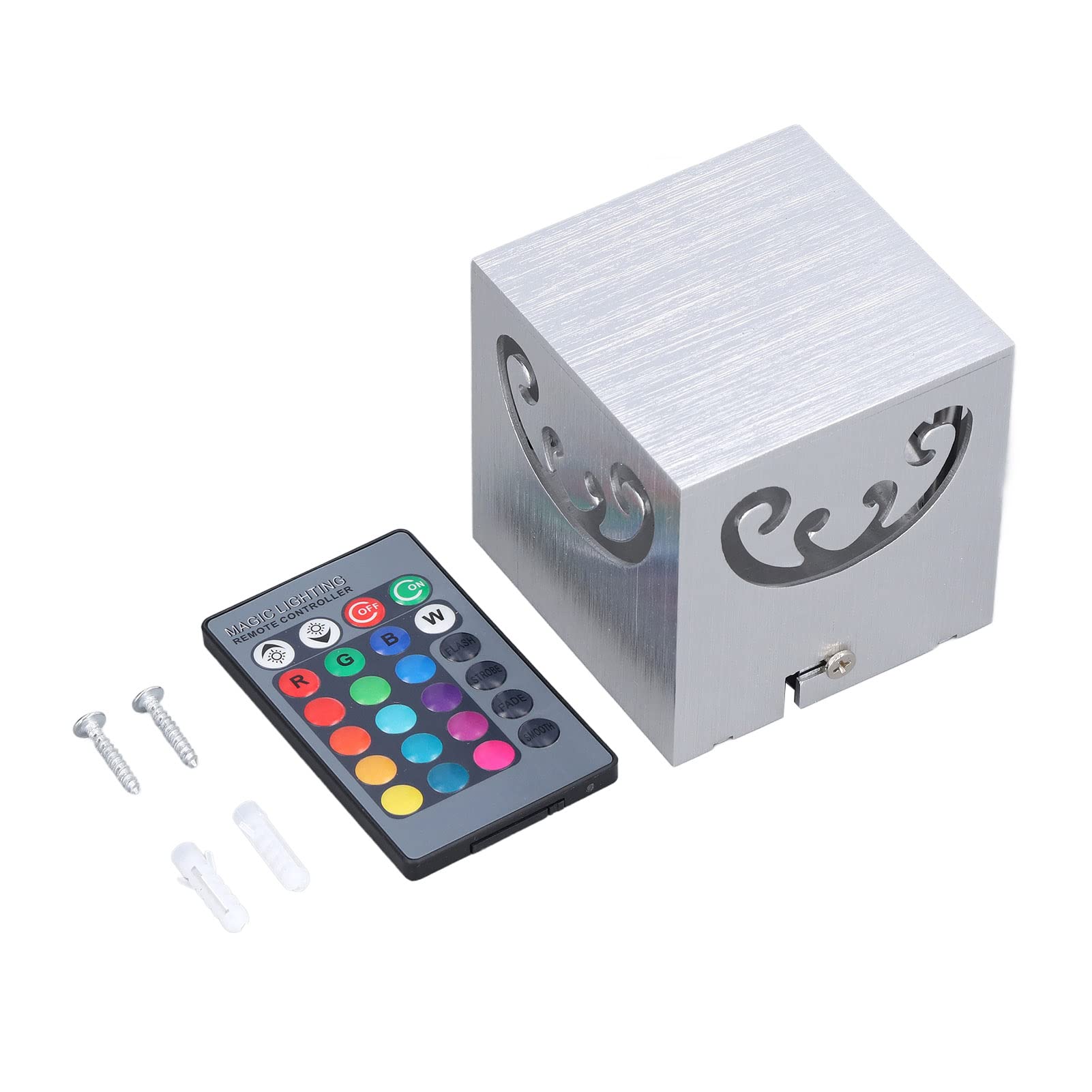 RGB Aluminum Wall Light - 3W LED Lamp Beads with Hollow Design & 24-Key Remote Control, 360° Luminous LED Wall Sconce for Bedroom, Living Room, and Outdoor Decor