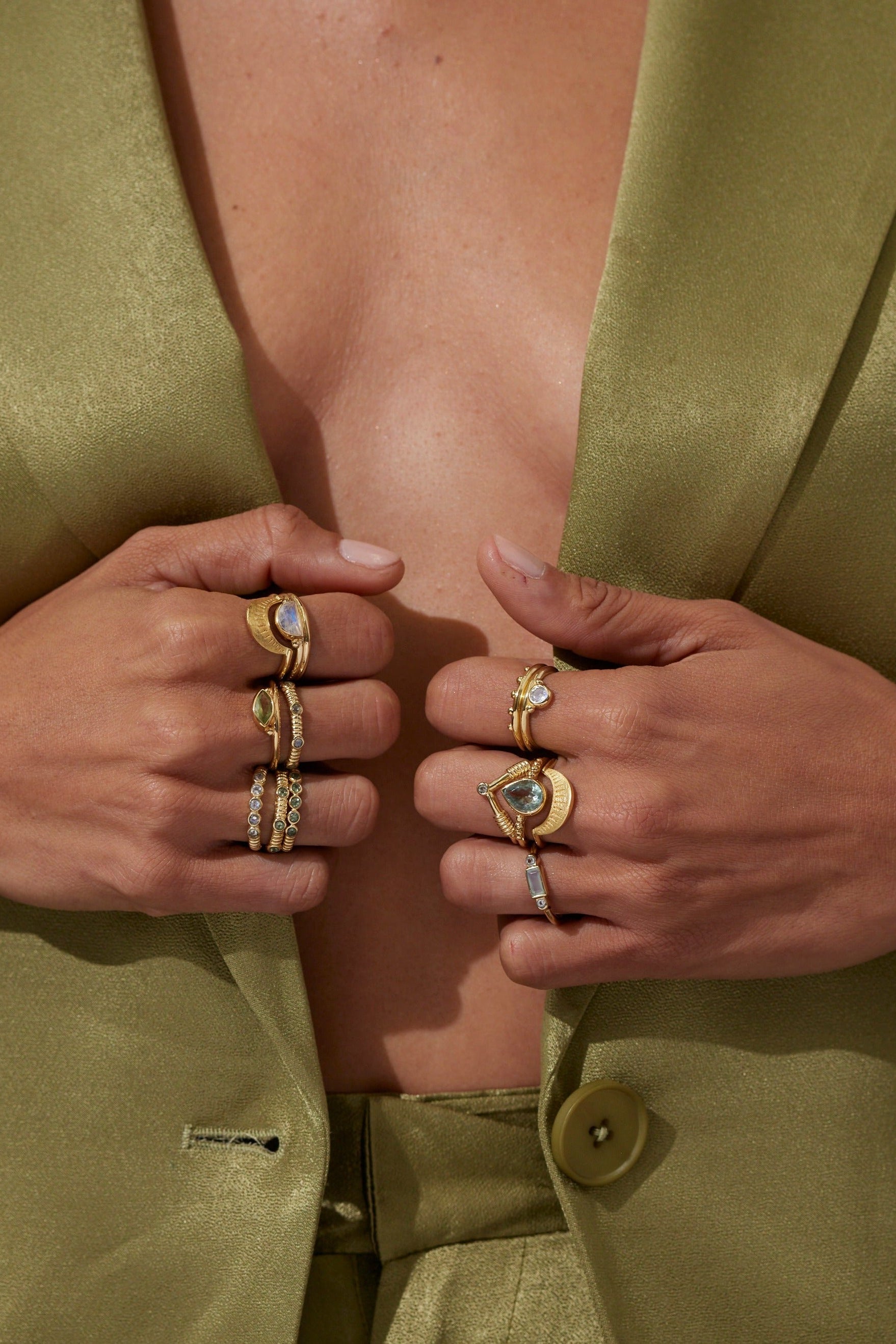 Natural Moonstone Gold Stacker Ring - Elegant Stackable Jewelry for Women | Perfect for Layering & Everyday Wear