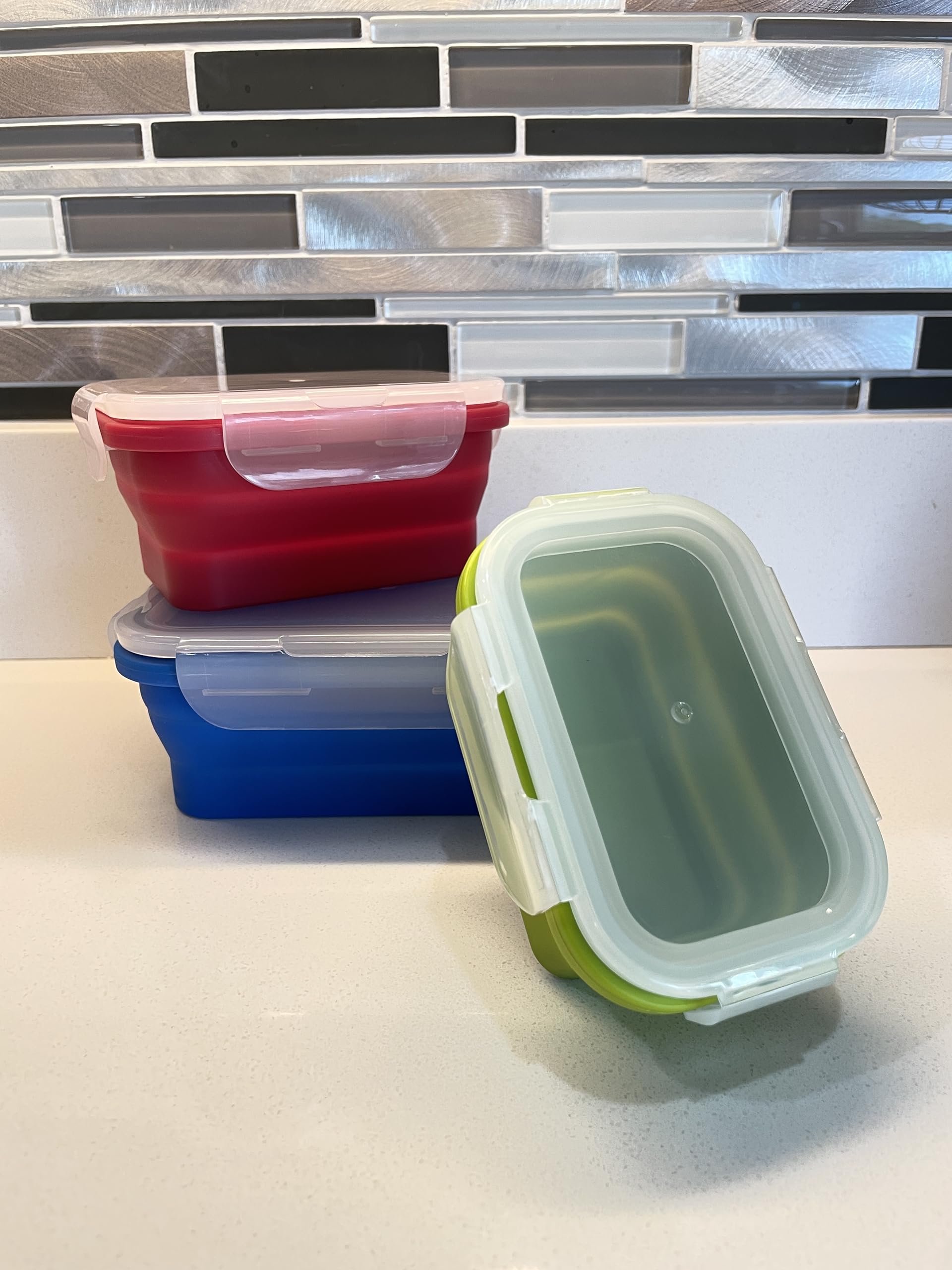 Collapsible Silicone Food Storage Containers Set - BPA-Free, Leak-Proof, Space-Saving Kitchen Organizers (5-Piece Multi-Color) - Perfect for Meal Prep, Leftovers & On-the-Go Lunches