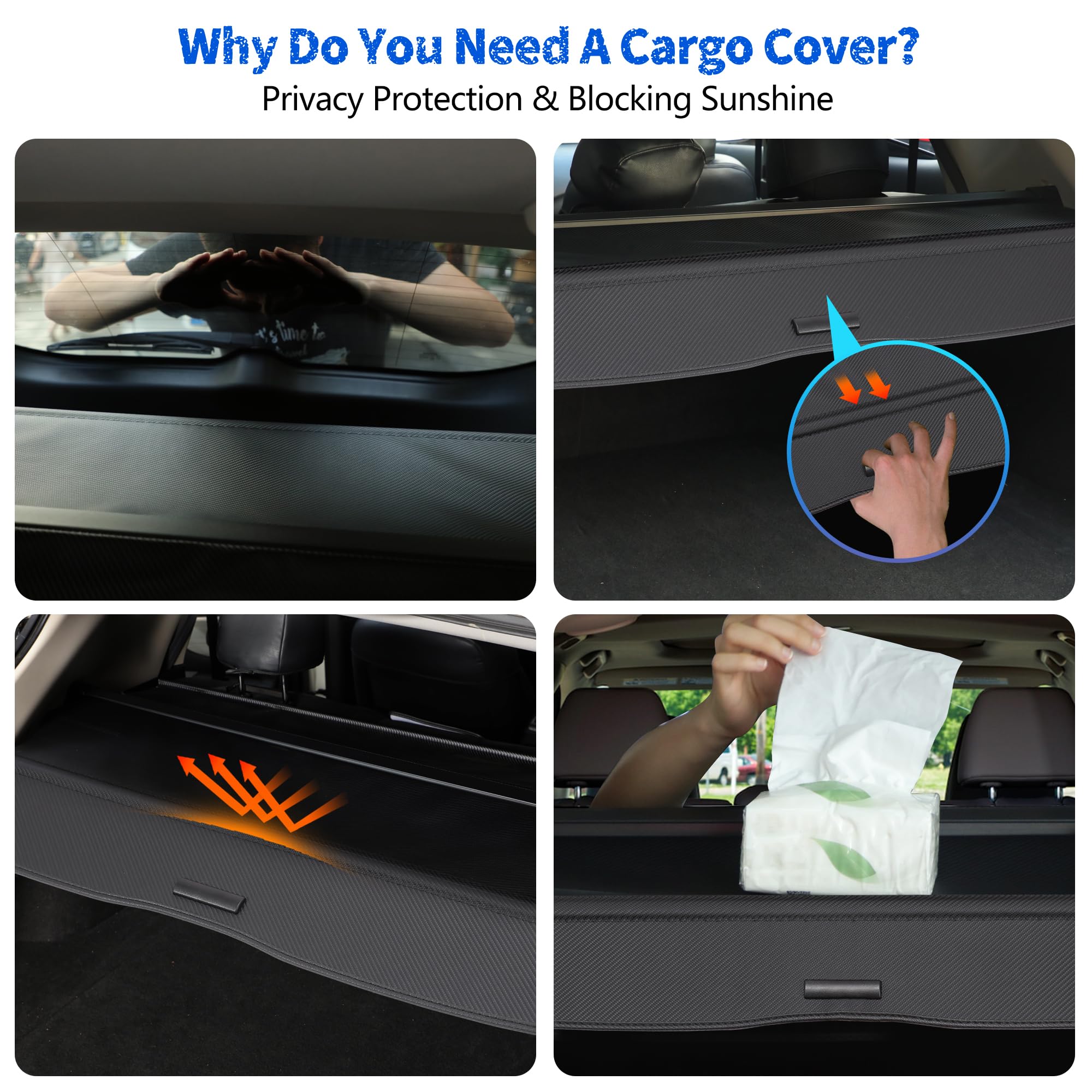 Retractable Cargo Cover for Honda CRV 2012-2016 - Rear Trunk Luggage Security Shield & Sun Shade Protector | Perfect for Road Trips, Grocery Hauling & Outdoor Adventures
