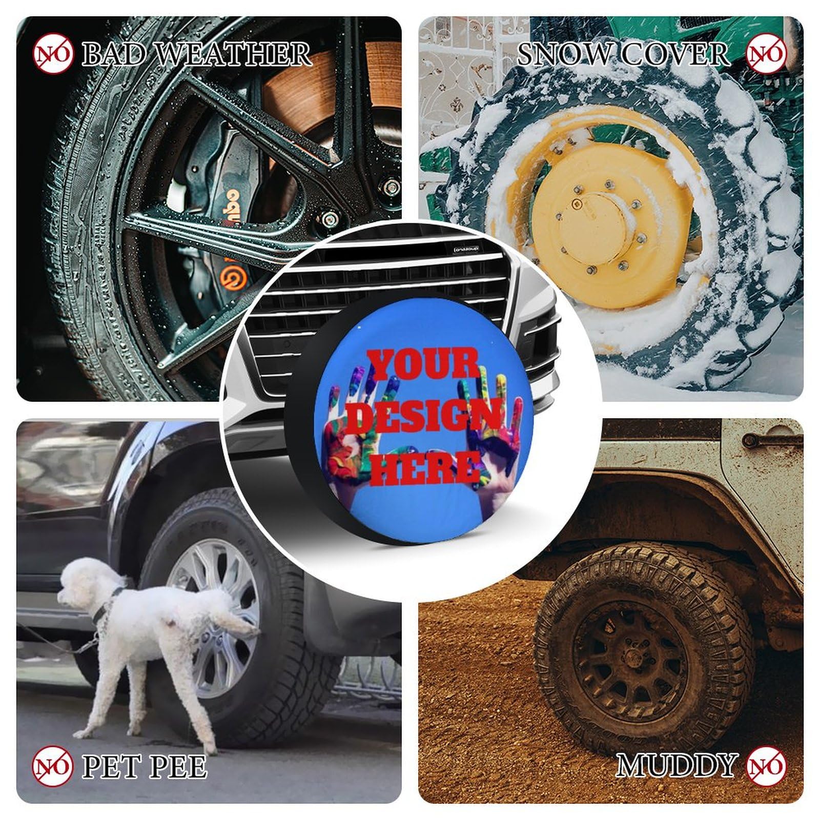 Custom Waterproof Dust-Proof Spare Tire Cover Protector - Universal Fit for 13inch Wheels (SUV, Truck, Jeep, RV) - Personalized Design for Outdoor Adventures & Road Trips