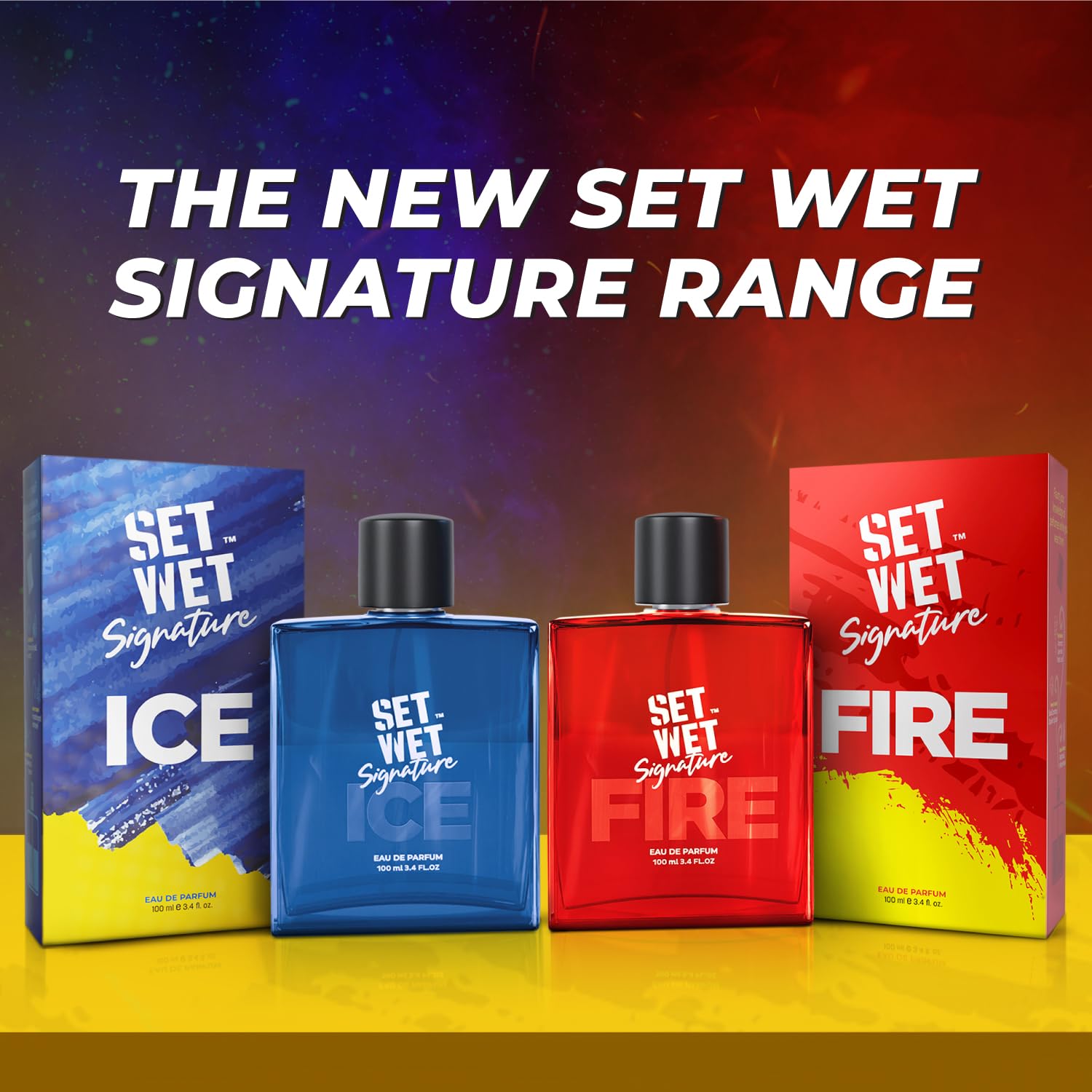 Set Wet Fire Perfume for Men - 100ml Long Lasting Woody Cologne | Best Men's Fragrance Gift for Date Night & Special Occasions | Day & Night Wear | Office, Dinner & Romantic Events