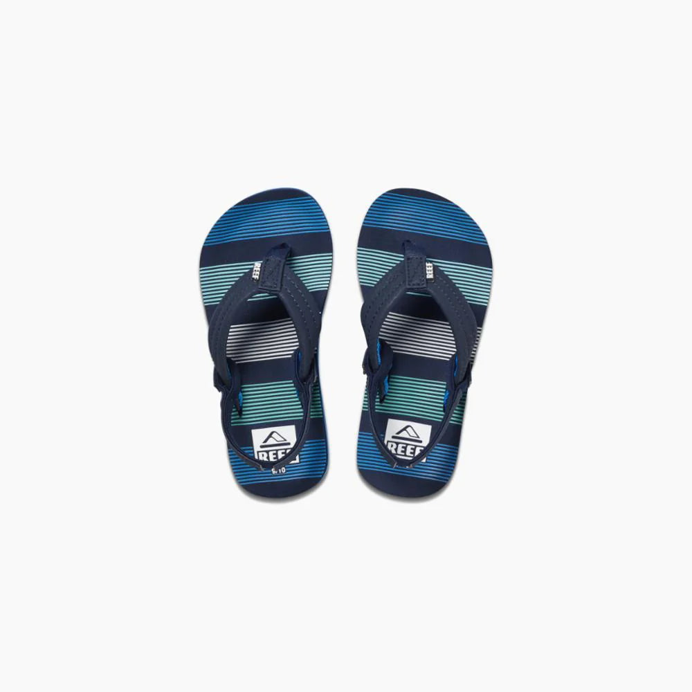 Reef Deep Sea Stripes Little Ahi Toddler Sandals - Comfortable Water Shoes for Beach, Pool & Outdoor Play | Perfect Summer Footwear for Boys & Girls
