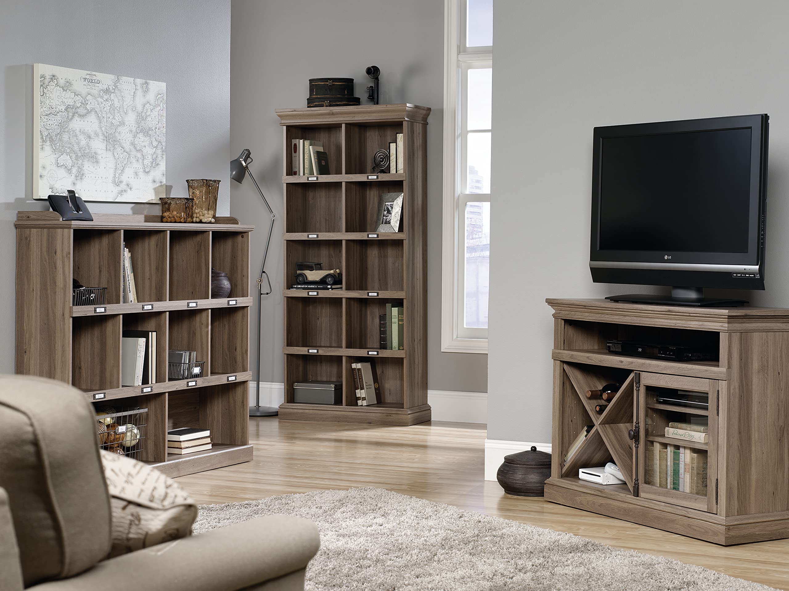 Sauder Barrister Lane Cubby Bookcase - Stylish Cube Storage Organizer for Home & Office - Modern Bookshelf with Multiple Compartments - Perfect for Living Room, Bedroom, or Study Organization
