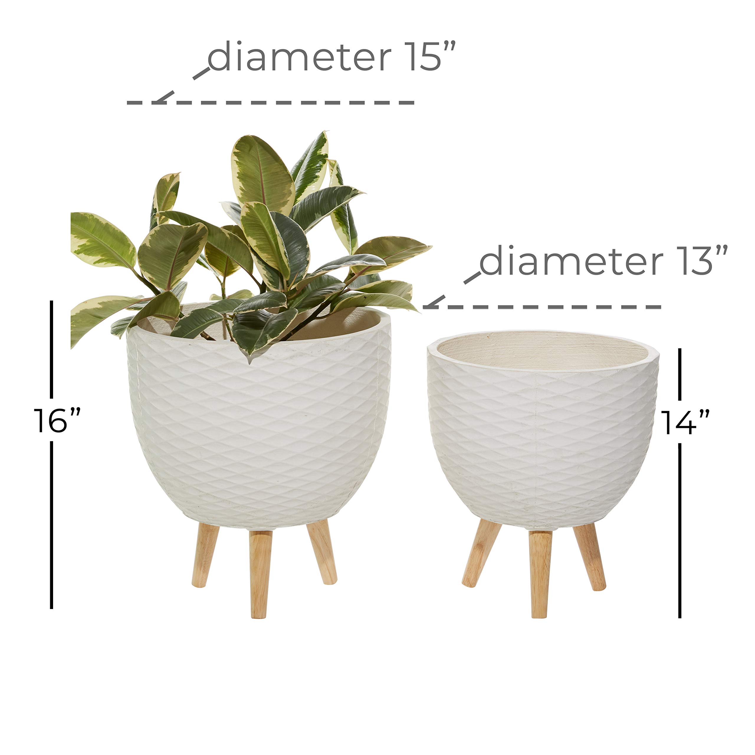 Deco 79 Modern Ceramic Geometric Planter Set of 2 - 16