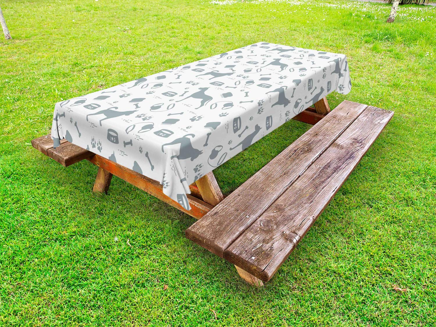Ambesonne Dog Lover Outdoor Tablecloth - Washable Picnic Table Cover with Pet Silhouette Design (58