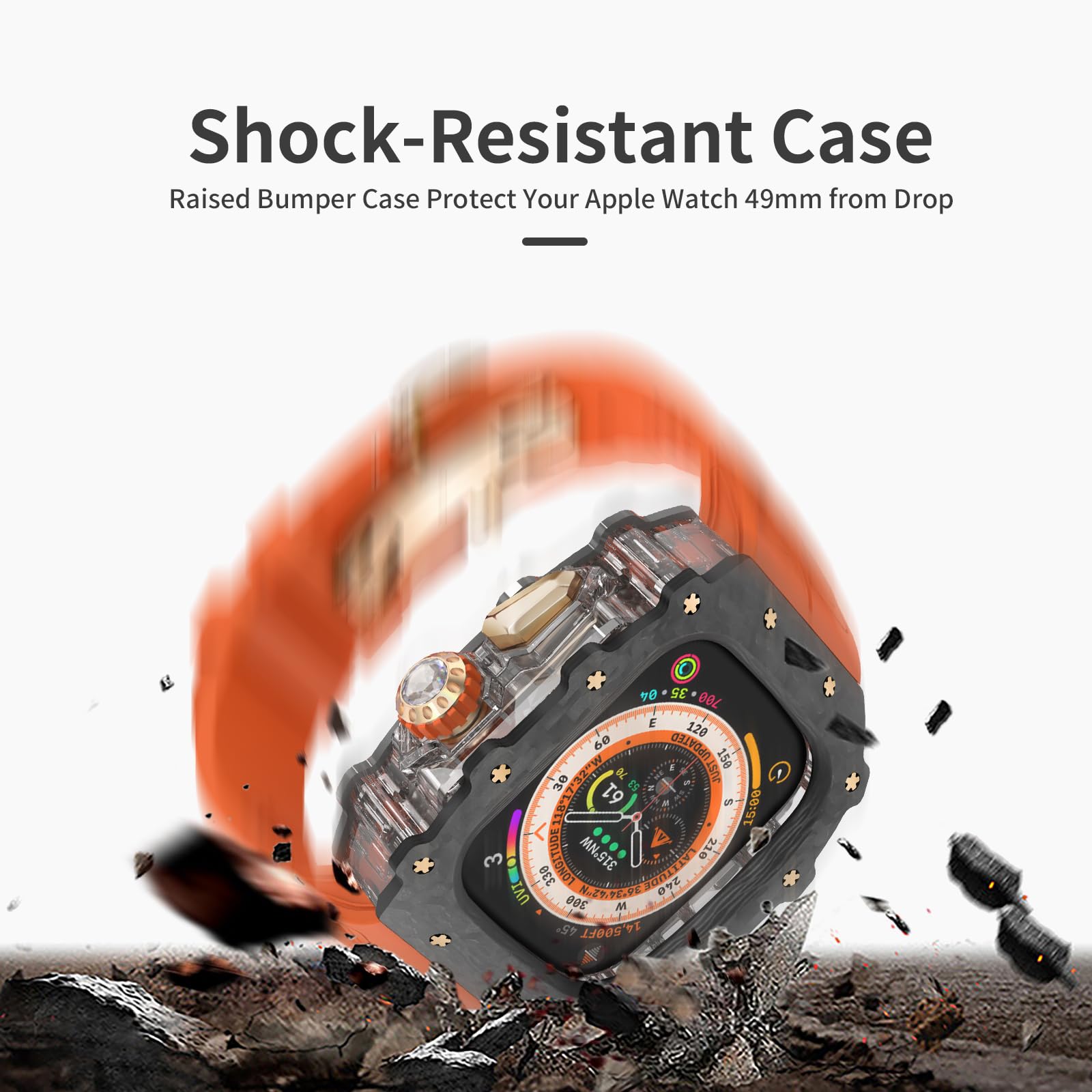 Premium Carbon Fiber Case & Fluorine Rubber Band for Apple Watch Ultra 2 (49mm) - Luxury Protective Cover & Replacement Strap for Men - Durable, Scratch-Resistant Bumper - Perfect for Workouts, Outdoor Adventures & Everyday Wear