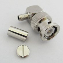 BNC Male Right Angle Crimp Coaxial Connector for RG58 RFC195 Cable - High-Speed Data Transmission - Fast Shipping from USA - Ideal for CCTV, Ham Radio, and Networking Installations