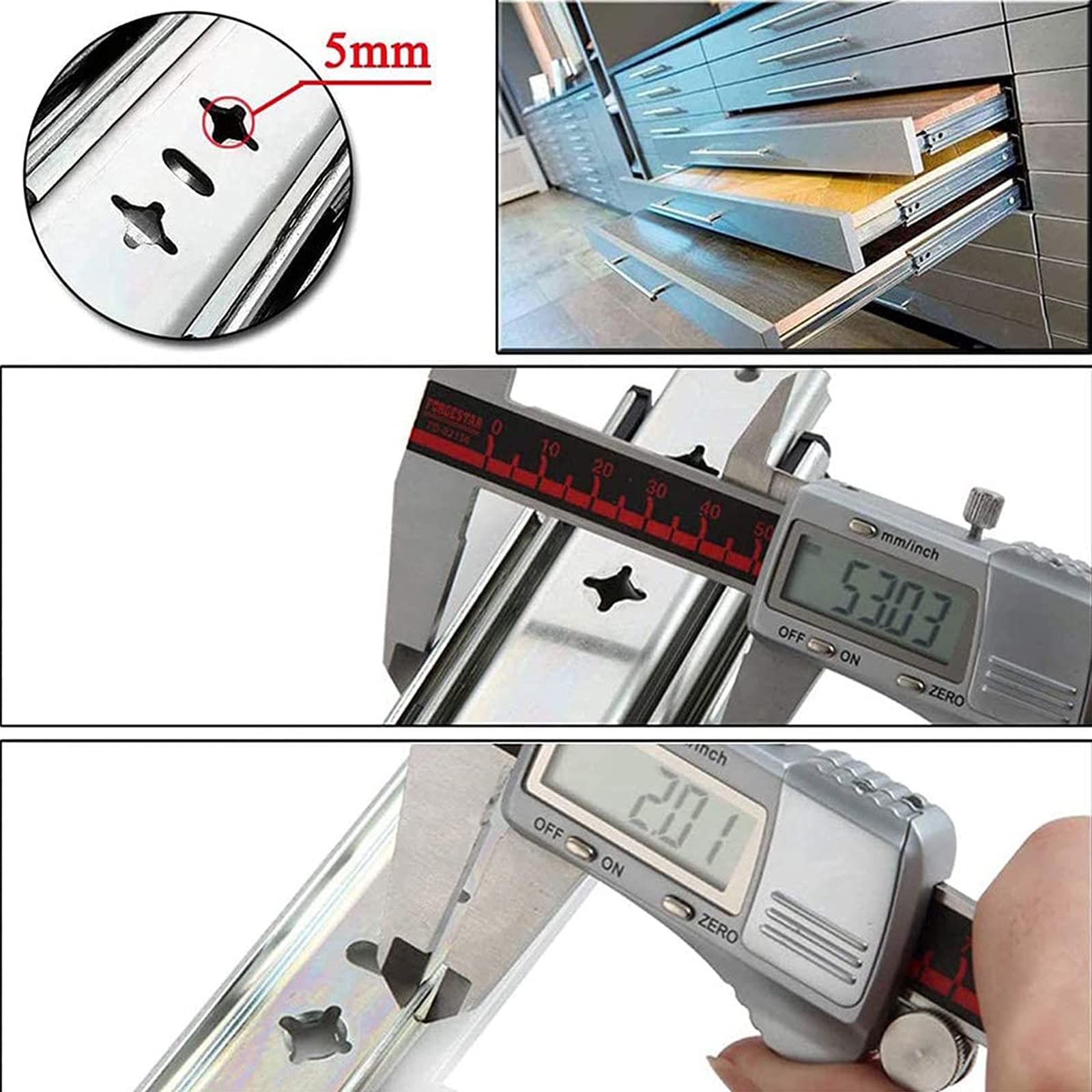 Heavy Duty Drawer Slides 300mm Ball Bearing Full Extension Side Mount Drawer Runners with Lock (1 Pair) - 120kg Load Capacity, 3 Folds, 30in/762mm - Perfect for Kitchen Cabinets, Office Furniture & Tool Storage Organization