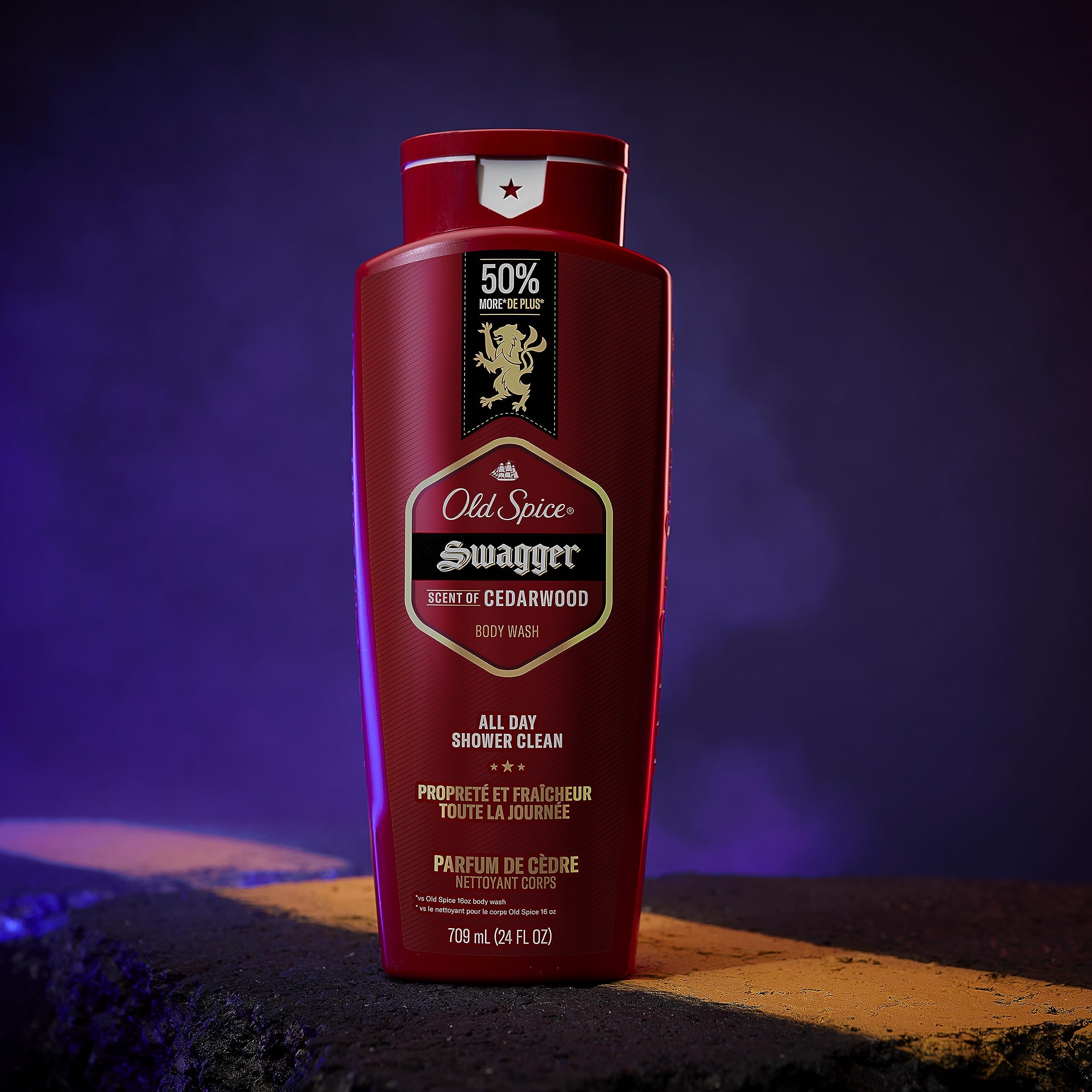 Old Spice Men's Body Wash 24/7 Shower Fresh - Cedarwood Scent, Long Lasting Fragrance, Red Collection, 24 fl oz (Pack of 4) - Perfect for Gym, Travel & Daily Shower Routine