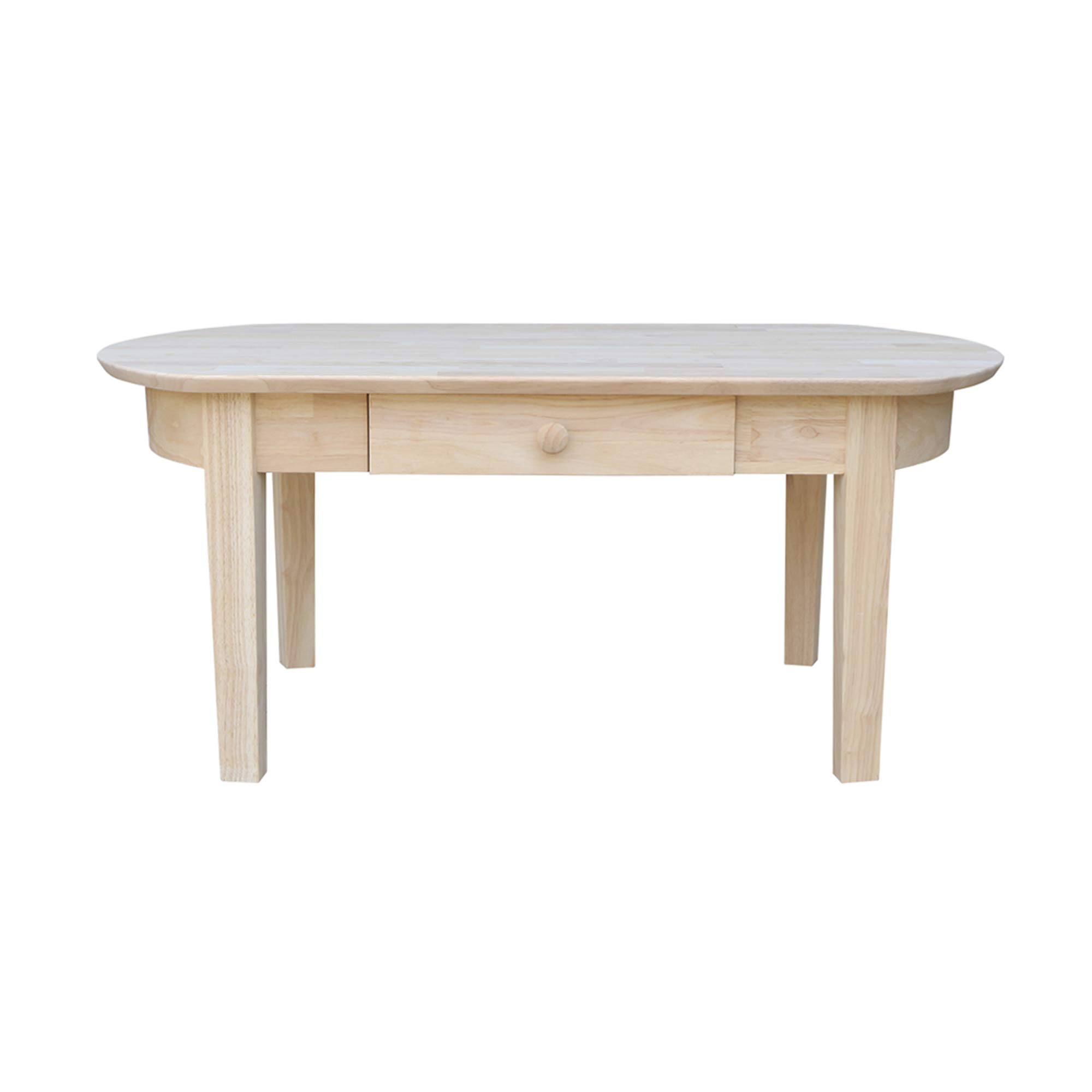 Unfinished Phillips Oval Coffee Table by International Concepts - Rustic Wooden Living Room Furniture for Home Decor & Cozy Gatherings