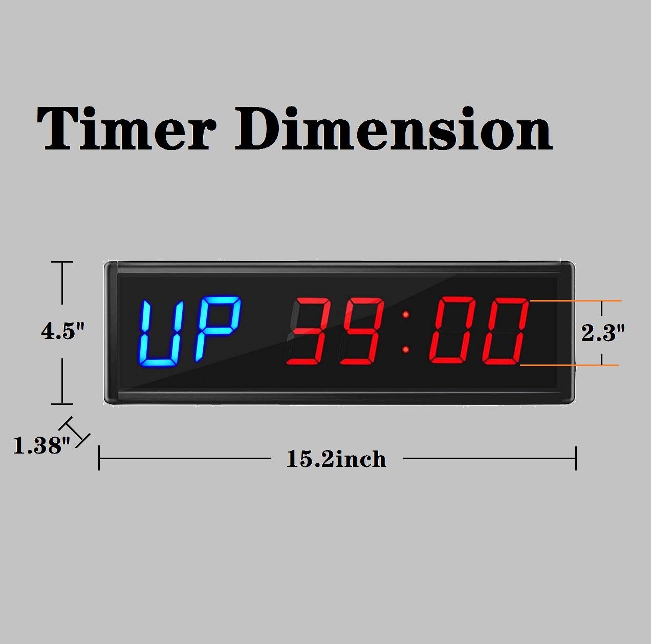 2.3 Inch Digital Gym Timer Clock with Remote - Wall Mount Fitness Stopwatch for Garage Workouts, HIIT Training & CrossFit (Red & Blue) | Perfect for Home Gym, Boxing Timer & Interval Training