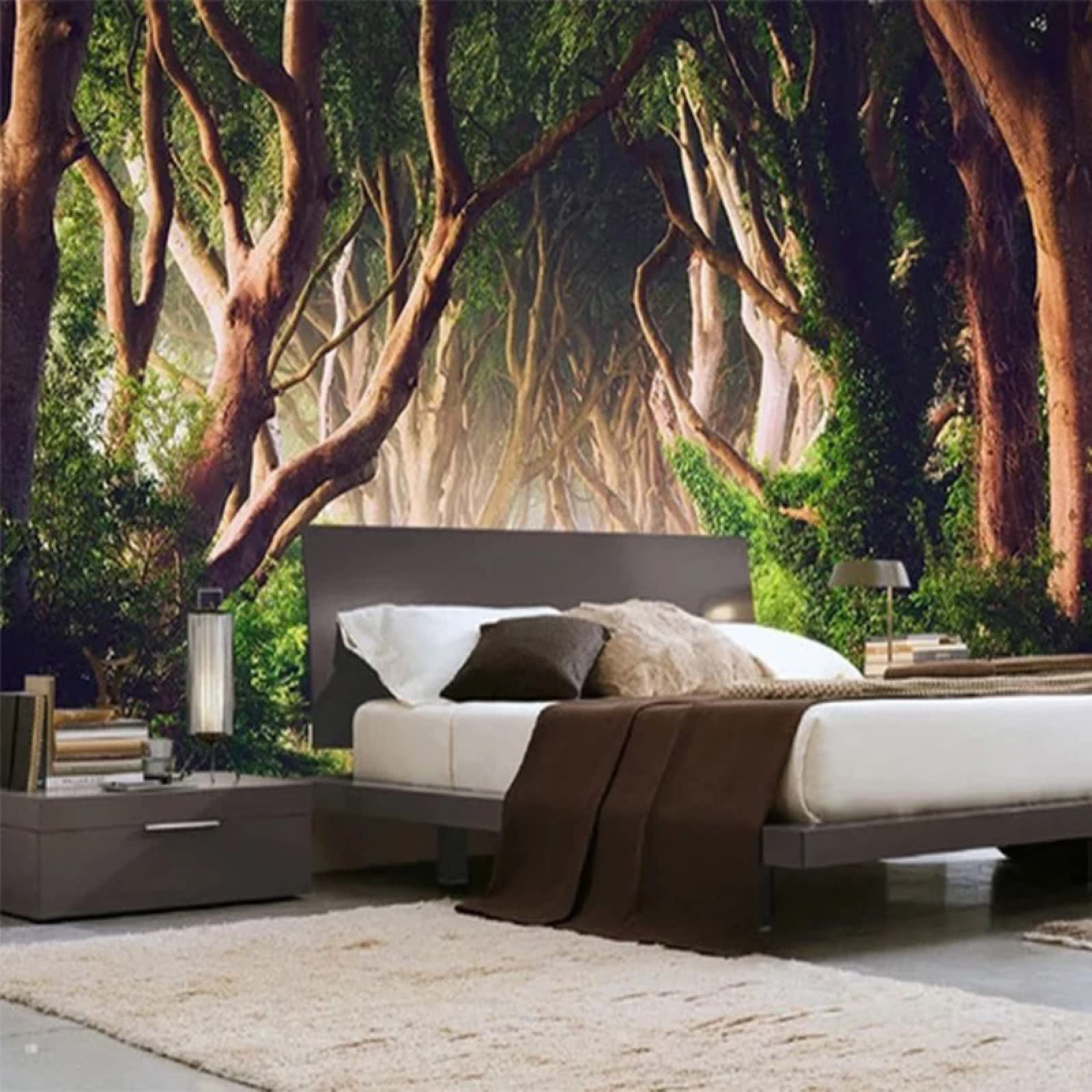 Custom Photo Wallpaper - Beautiful Woods & Trees Green Landscape Wall Mural | Durable Home Decor for Living Room, Bedroom, Office | 59x39.4 Inches (WxH) | Perfect for Sofa Background, Shelves & Wall Decor