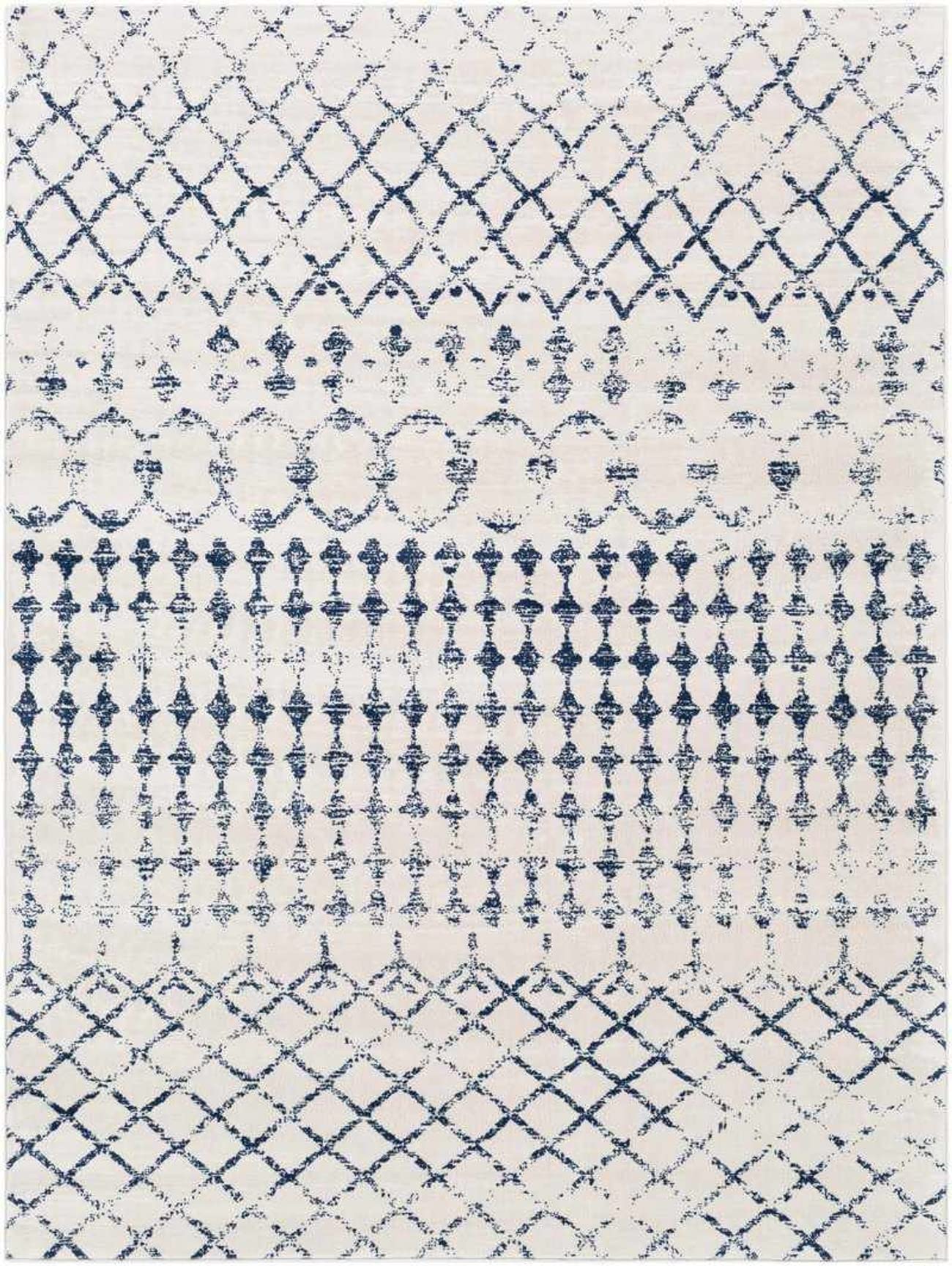 Mark&Day 5x7 Dark Blue/White Area Rug - Soft Non-Slip Living Room, Bedroom & Kitchen Rug (5'3