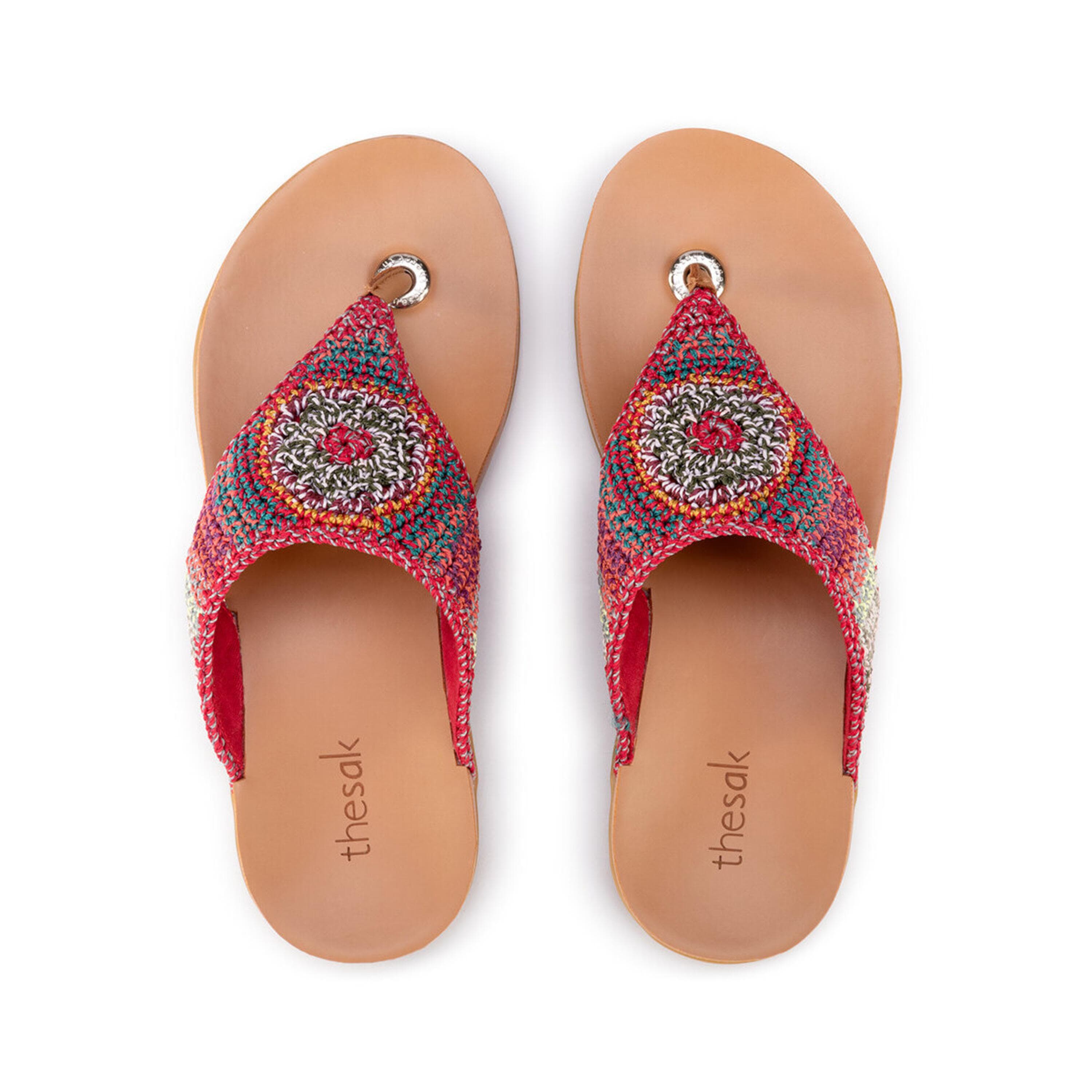 Hand Crochet Shana Sandal with Sunset Stripe Design - Comfortable Bohemian Beach Sandals for Women | Perfect for Summer Vacations, Beach Walks and Music Festivals