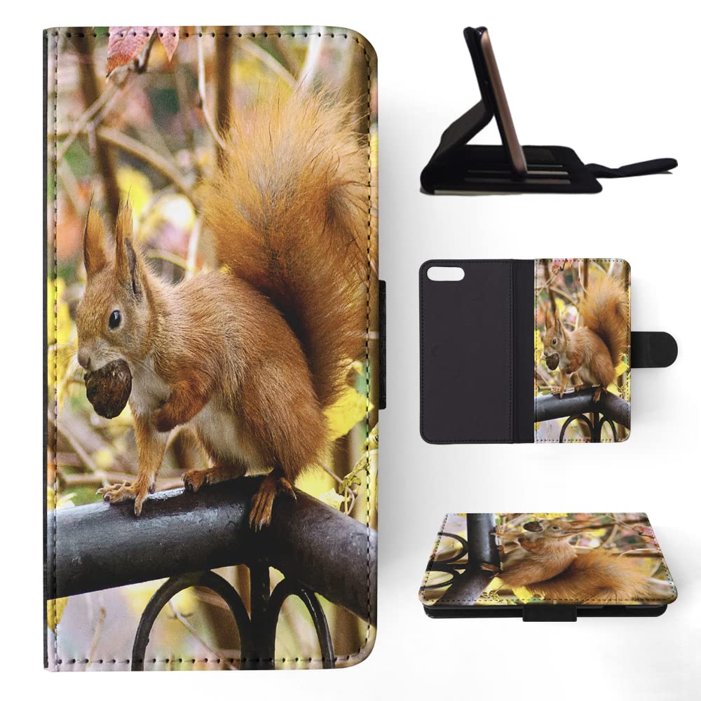 Adorable Squirrel with Acorn Flip Wallet Phone Case for Apple iPhone 7 Plus & 8 Plus - Stylish Protective Cover with Card Slots for Everyday Use | Perfect for Work, Shopping & Travel