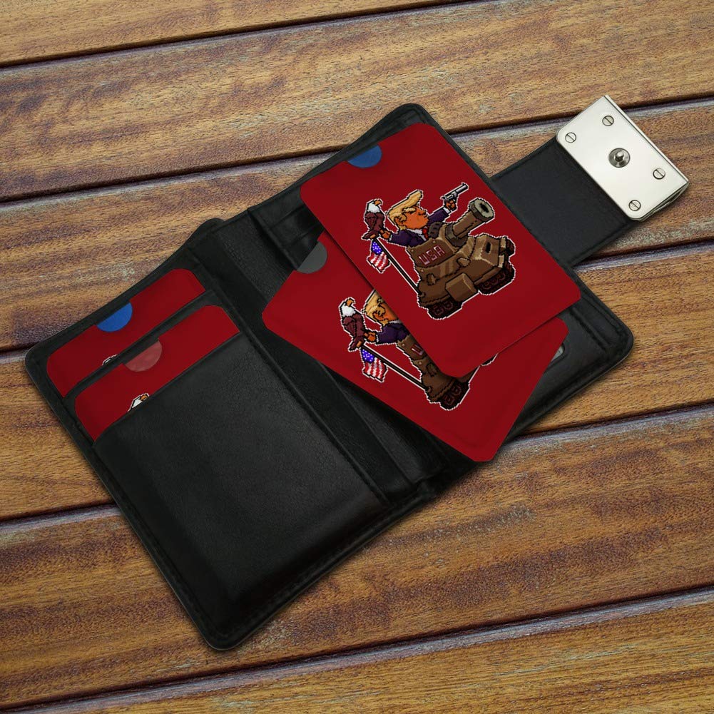 Patriotic Pixel Trump in Tank with American Eagle Flag - RFID Blocking Credit Card Holder Wallet Protector (Set of 4) - Perfect for Travel, Shopping & Identity Theft Protection