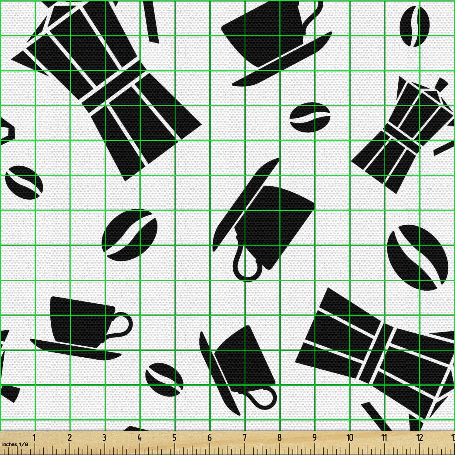 Ambesonne Italy Fabric by The Yard - Monochrome Coffee Machine Sketch Design - 10 Yards White & Charcoal Grey Upholstery Fabric for Sofa, Curtains & Home Decor | Perfect for DIY Projects, Crafting & Interior Design