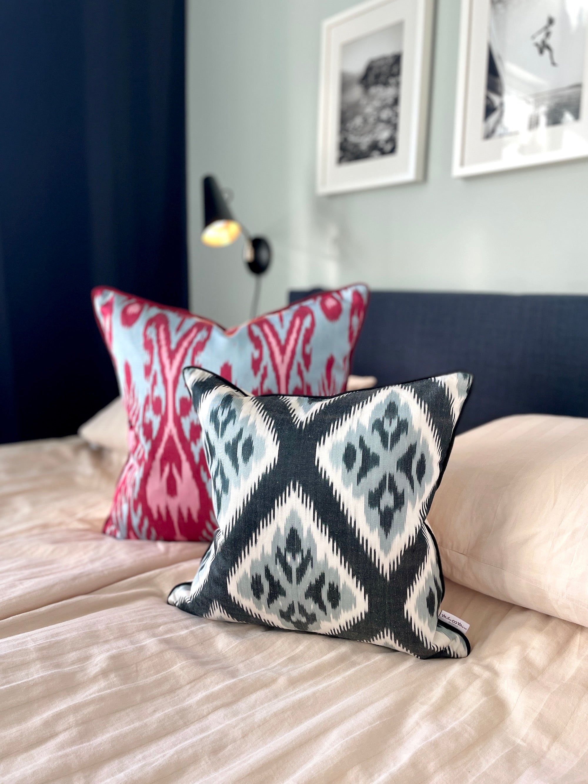 Handmade Silk Ikat Heart-Shaped Cushion Cover - Pink Bohemian Decorative Pillow for Sofa, Bed, Nursery - Perfect for Valentine's Day, Wedding Gift & Home Decor