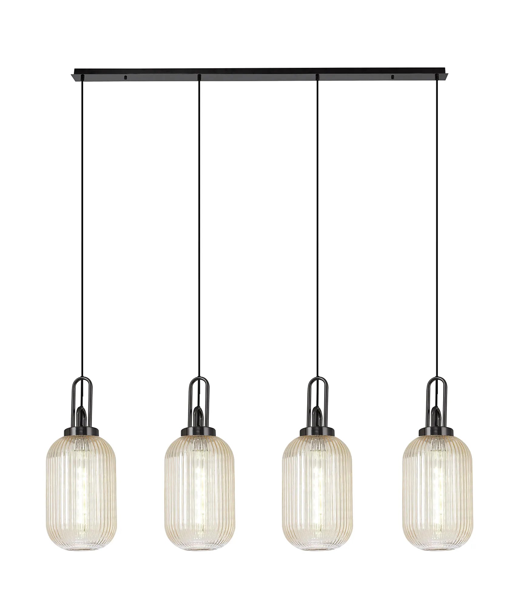 Cadiz 4Lt Linear Pendant Light Fixture - Modern Brushed Nickel/Matte Black/Bronze Finish - Perfect for Kitchen Island, Dining Room & Office Lighting
