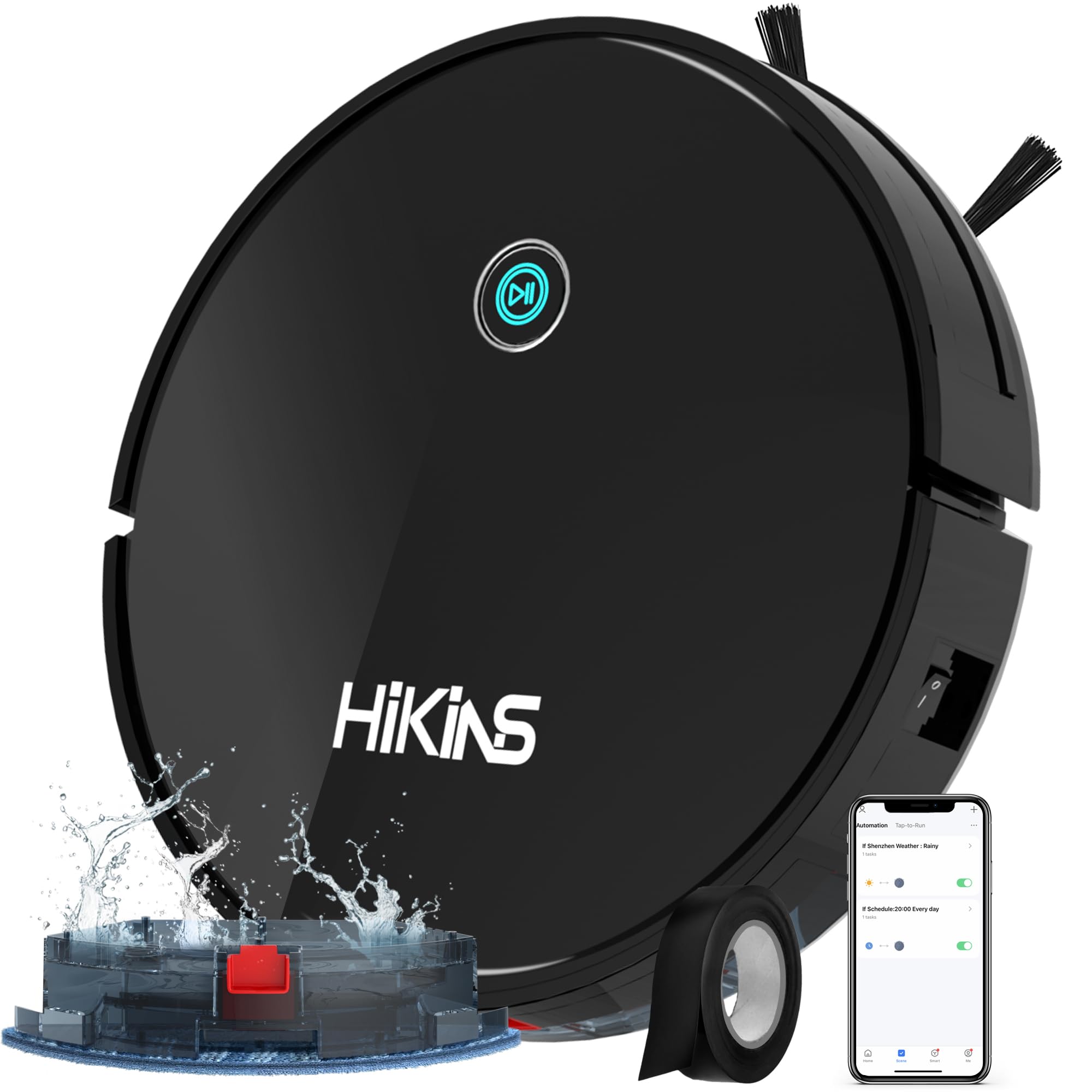 Smart Robot Vacuum and Mop Combo - Self-Charging WiFi Robotic Cleaner with App Control, Slim & Quiet Design, 150min Runtime - Perfect for Hard Floors, Pet Hair, Carpets - Ideal for Home Cleaning, Office Spaces, and Pet Owners